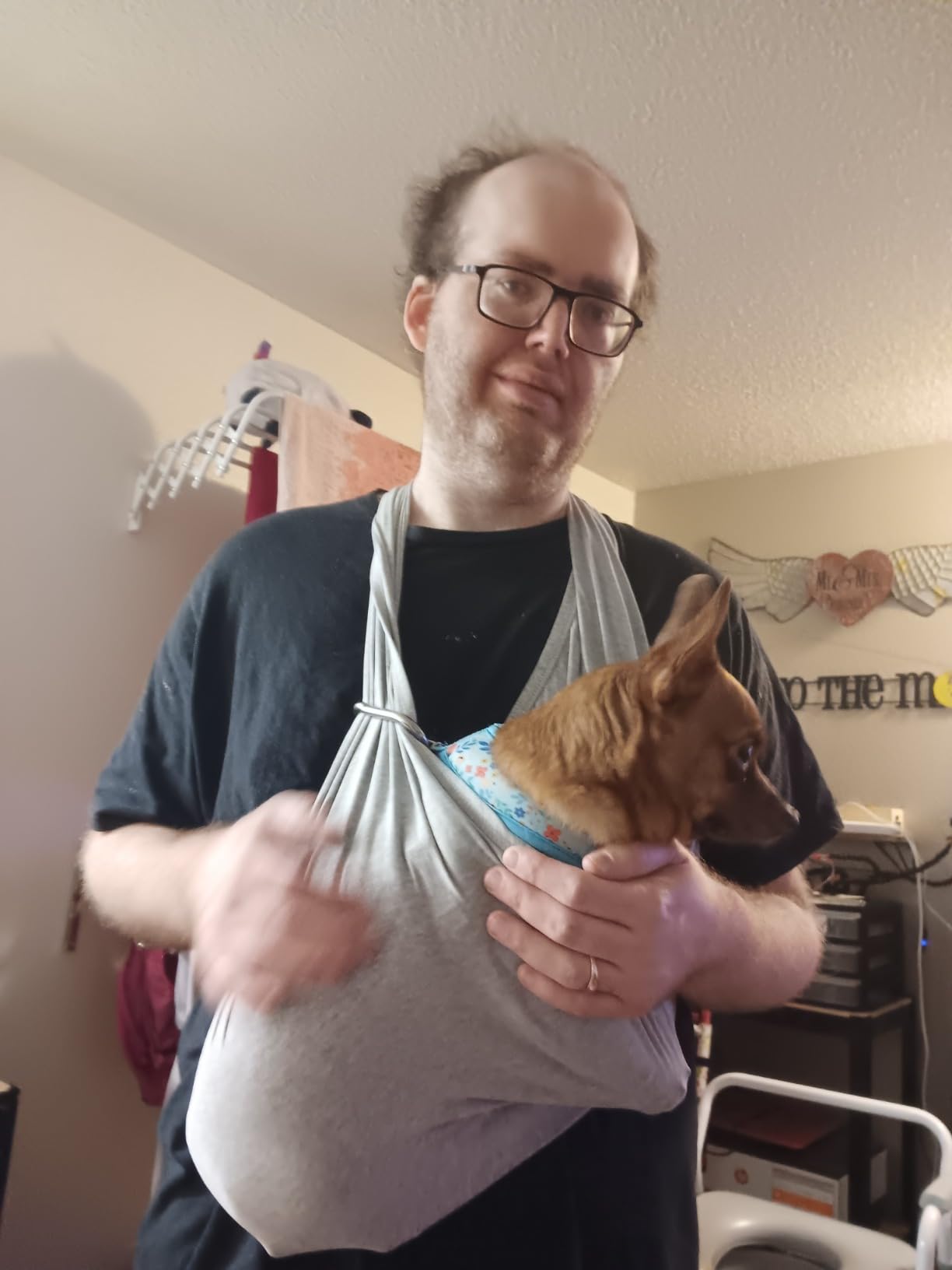 AnccoPlus Small Dog Sling Carrier, Hands-Free, Charcoal Black, Regular customer photo 1