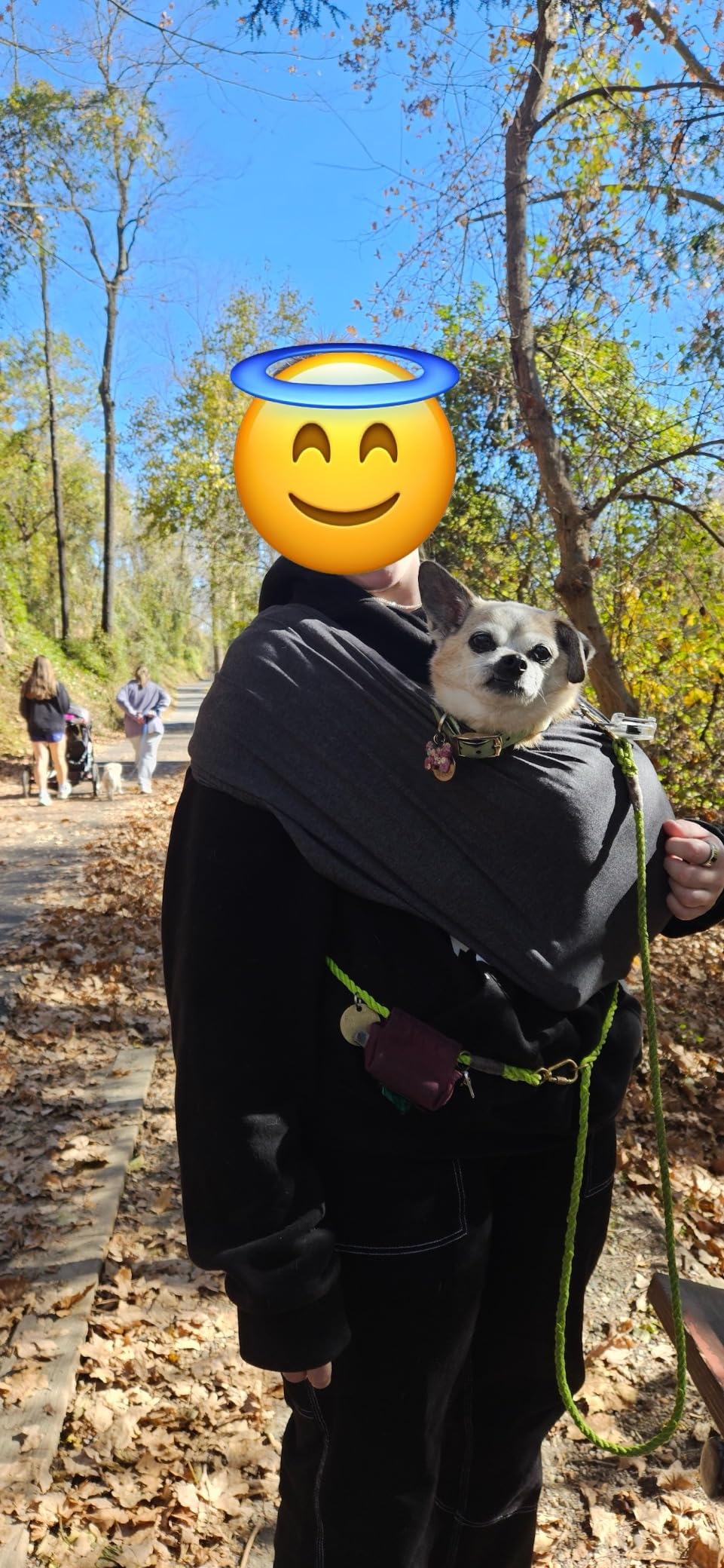 AnccoPlus Small Dog Sling Carrier, Hands-Free, Charcoal Black, Regular customer photo 2