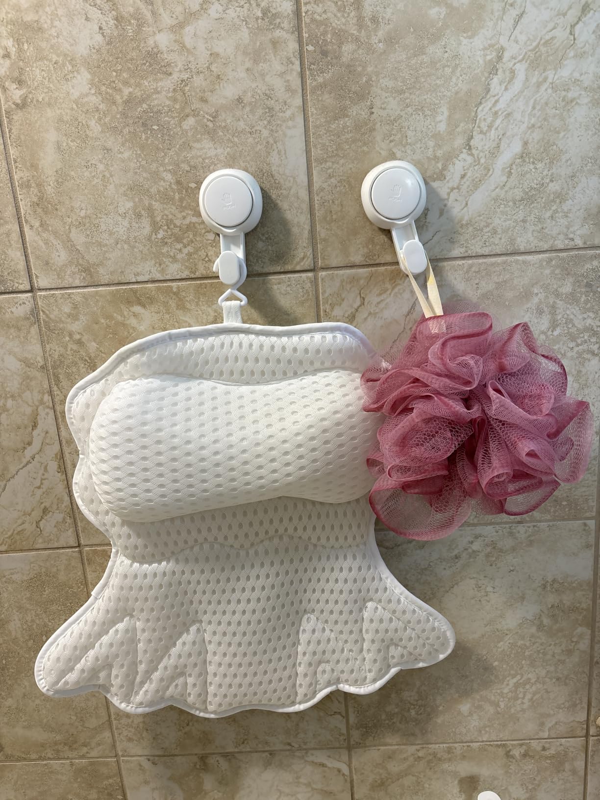 SetSail Bath Pillow, Bath Pillows for Tub Neck and Back Support, White | Soft 4D Breathable Air Mesh Ergonomic Bathtub Pillow with 6 Strong Suction Cups and Hook Luxury Bathroom Accessories customer photo 1