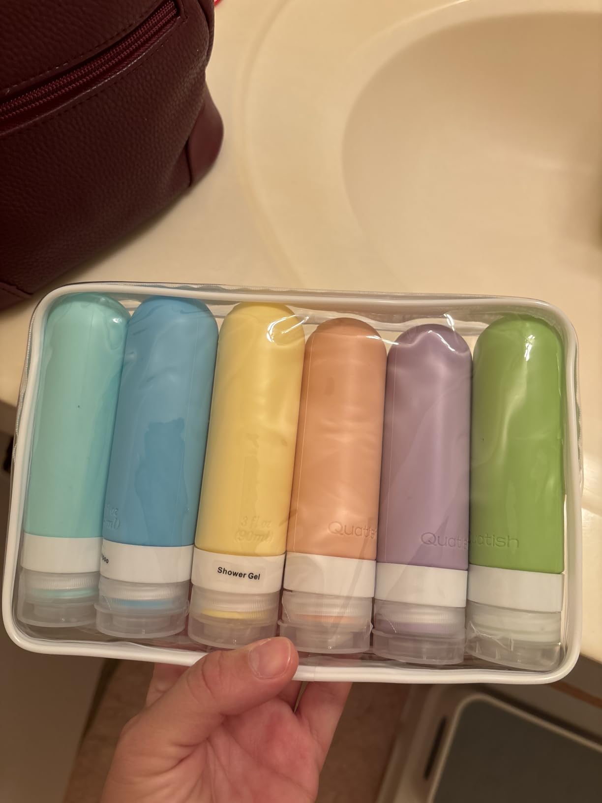 Quatish Travel Bottles for Toiletries 6 Pack, Original Patented Leakproof 3 oz Tsa Approved Travel Size Containers, BPA Free Silicone Shampoo and Conditioner Bottles, Camping Essentials customer photo 2
