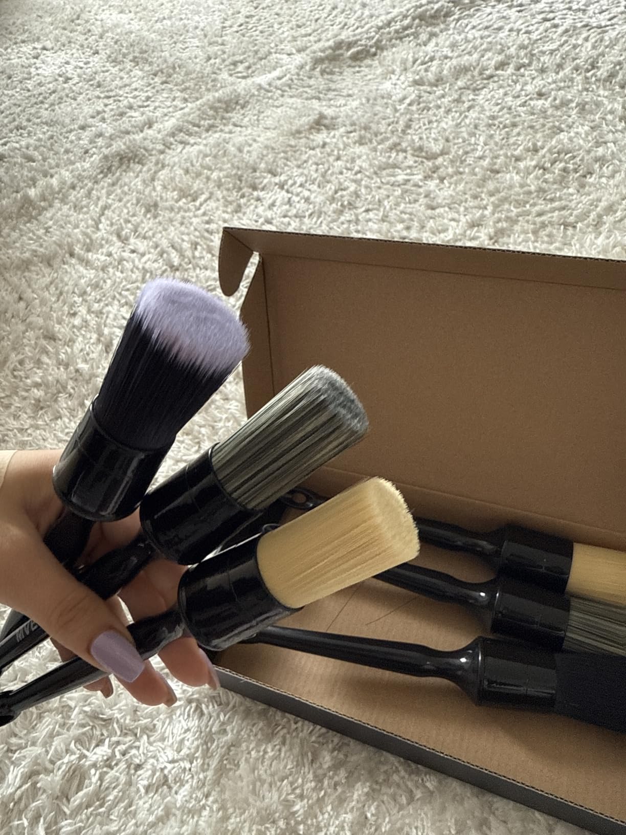 MVEQRRN 6 Pcs Car Detailing Brush Set, Boars Hair & Soft Cleaning Brushes | No Scratch, Detailing Brush for Air Vent, Leather Seat, Detail Brushes Car Detailing for Interior Exterior customer photo 1