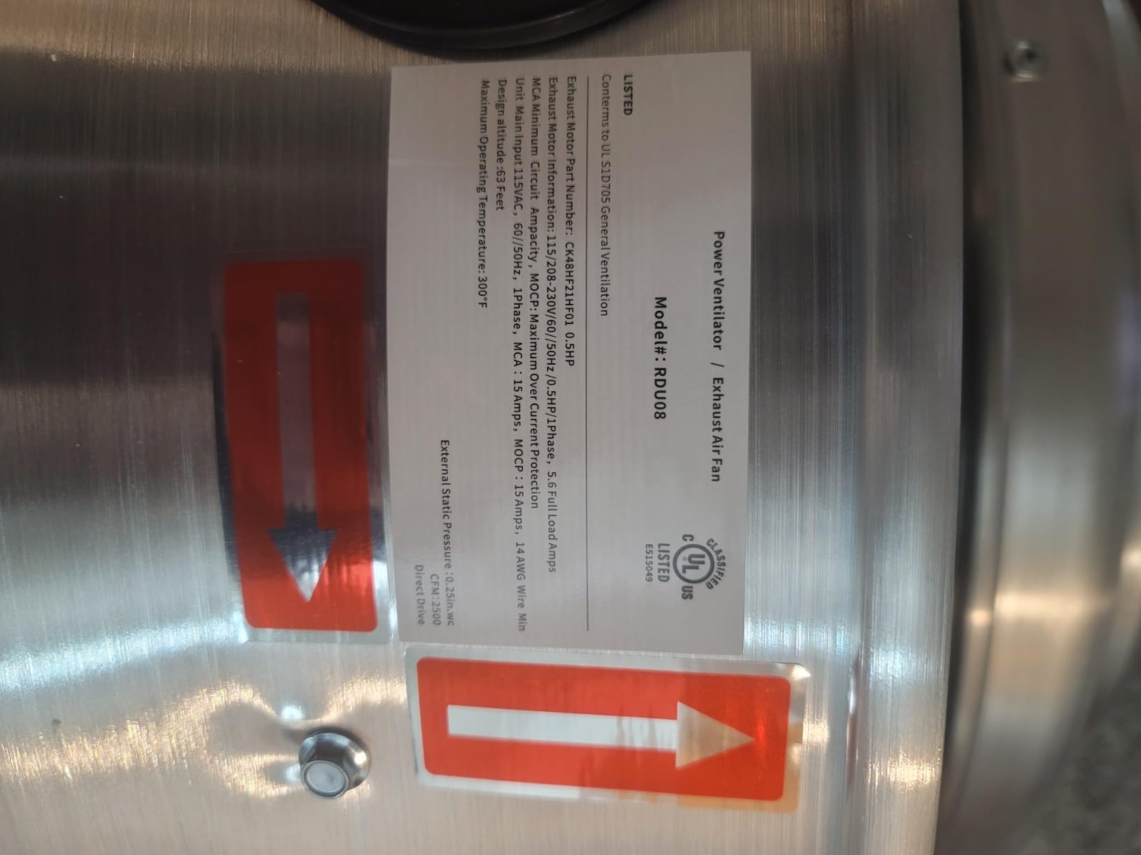 Restaurant Hood Grease Rated Exhaust Fan- Food Truck High Speed Direct Drive Centrifugal Upblast Exhaust Fan 0.5HP 110 Volt Single Phase Motor 1900-2600 CFM customer photo 1