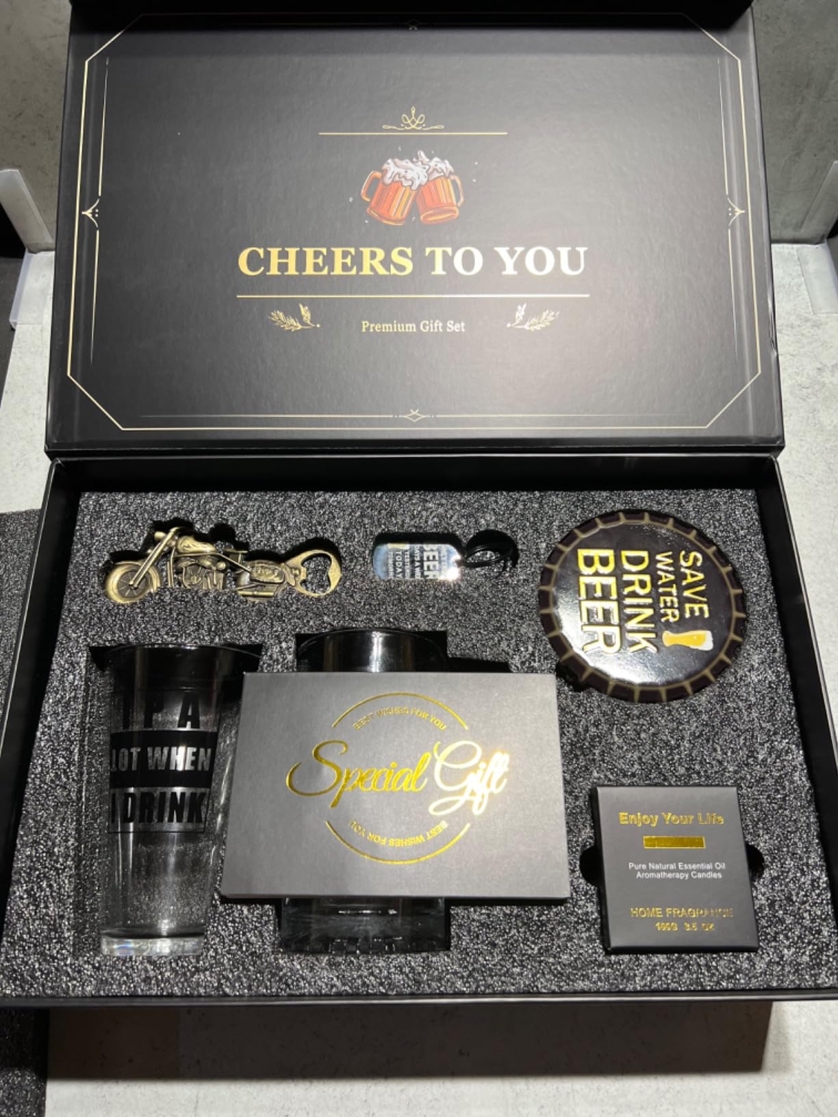 Beer Gifts for Men, Gift Basket for Beer Lovers, Gifts Box for Dad Husband Boyfriend Grandpa, Anniversary Wedding Birthday Gifts for Him incl. Beer Glass Bottle Opener Coaster Keychain customer photo 1