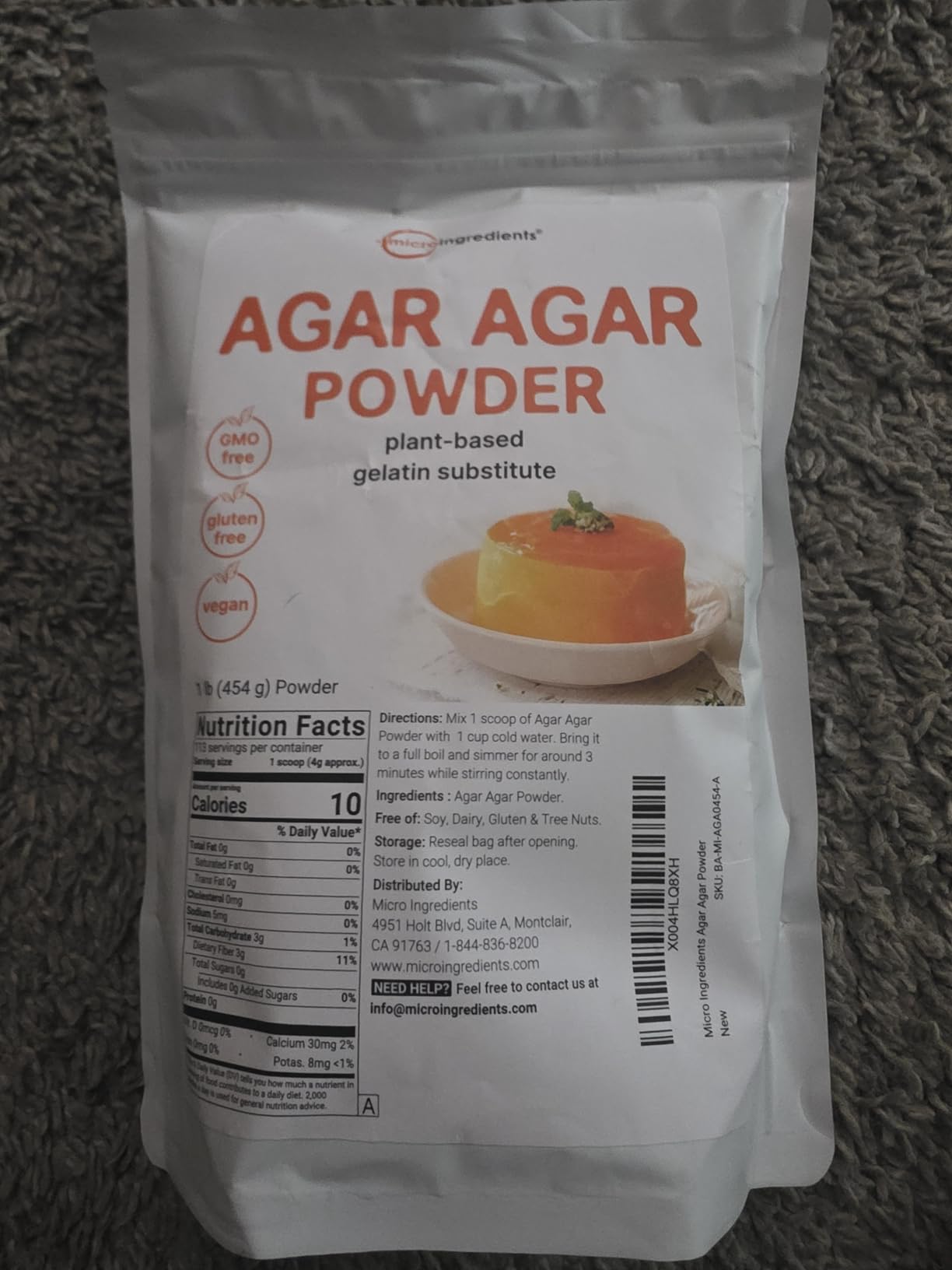 Agar Agar Powder, 1lb (16oz) | Planted-Based Source from Red Algae | Unflavored Thickening Agent for Cooking & Baking | Vegan Substitute for Beef Gelatin | Non-GMO, Vegan Friendly customer photo 2
