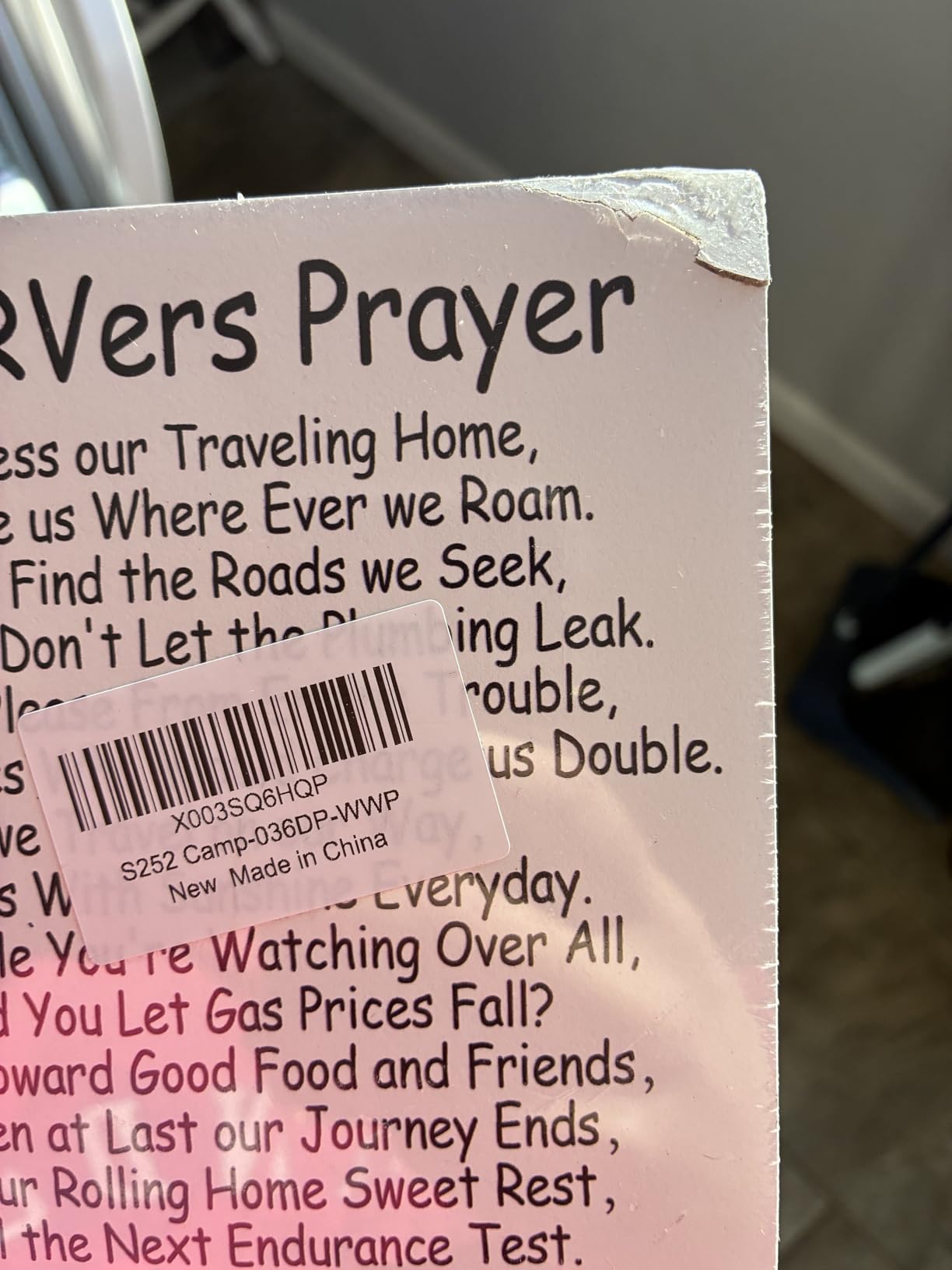 The RV Prayer Sign Wood Block, Funny RV Decor for Camper Inside | Rustic Camper Decor for Inside Travel Trailers/Camping Gifts for Campers/ 5