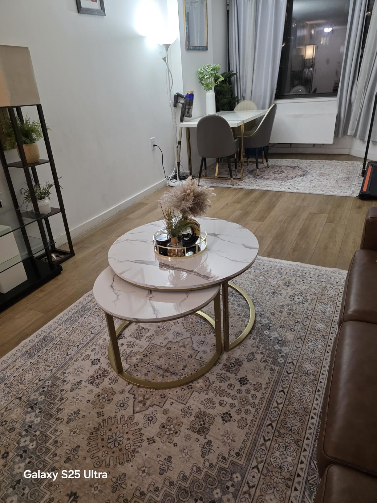WiberWi Round Coffee Table Nesting Tables Set of 2, Large: Ø 34.0