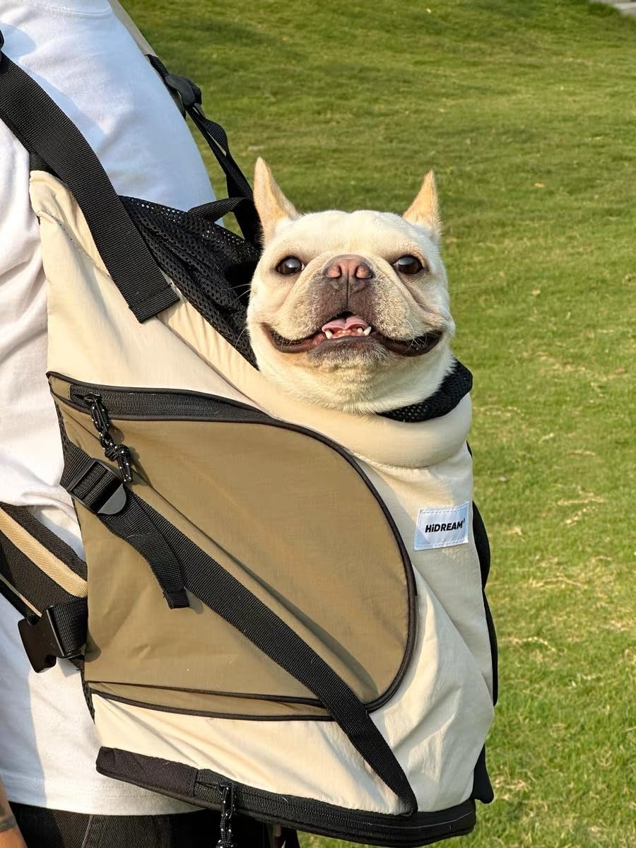 Dog Carriers for Small Dogs,Dog Backpack with 2 Pocket for Travel,Comfortable Dog Front Carrier Suitable for Dogs 8-18 pounds Machine Washable (Beige) customer photo 1