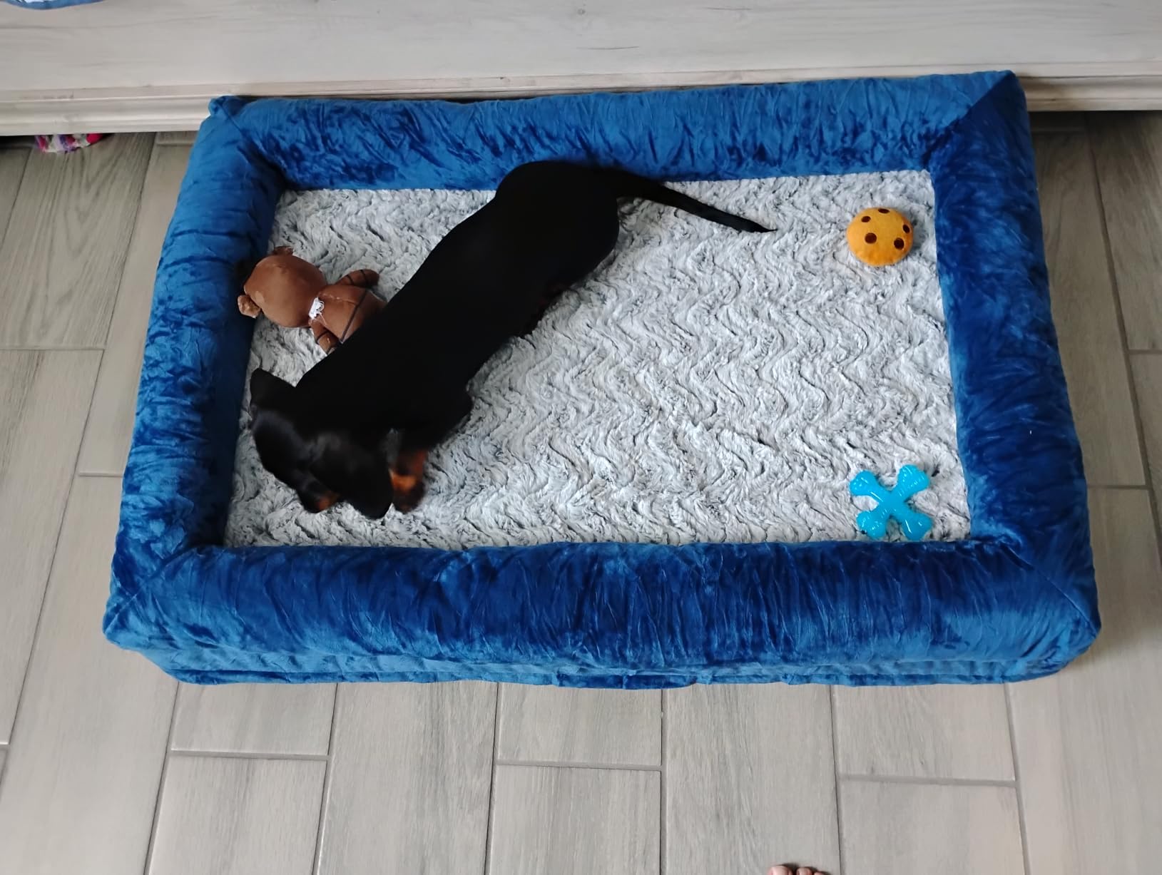 WNPETHOME XXL Extra Large Orthopedic for Senior Dog Bed Comfy Sleeping | Washable Waterproof Dog Couch with Removable Cover, Large Pet Sofa Bed with Bolster Sides for Relaxing Grey 45x35 Inch customer photo 1