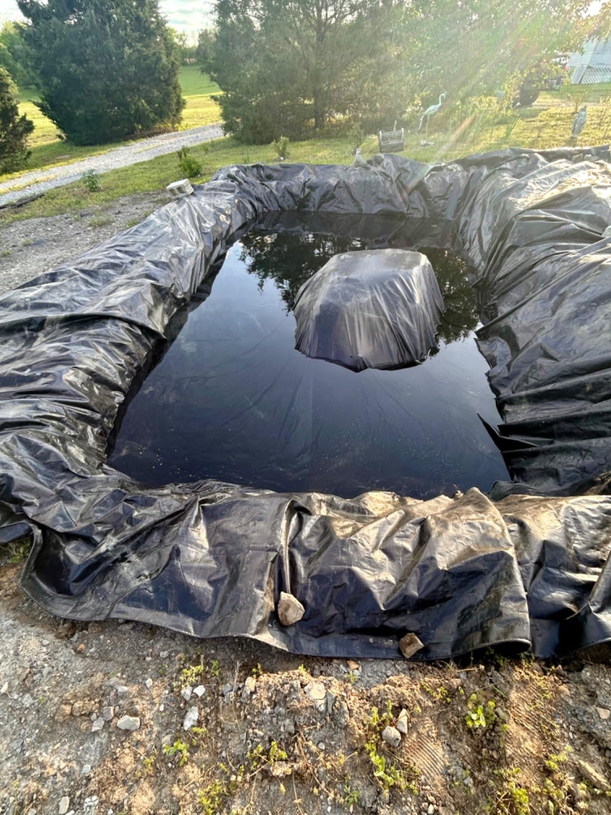 15X20FT Reinforced PE Pond Liner, 28Mil Thickness Pond Liners for Outdoor Ponds, Hemmed Edge with Buttonholes Liners for KOI/Fish, Duck Pond and Waterscape. customer photo 1