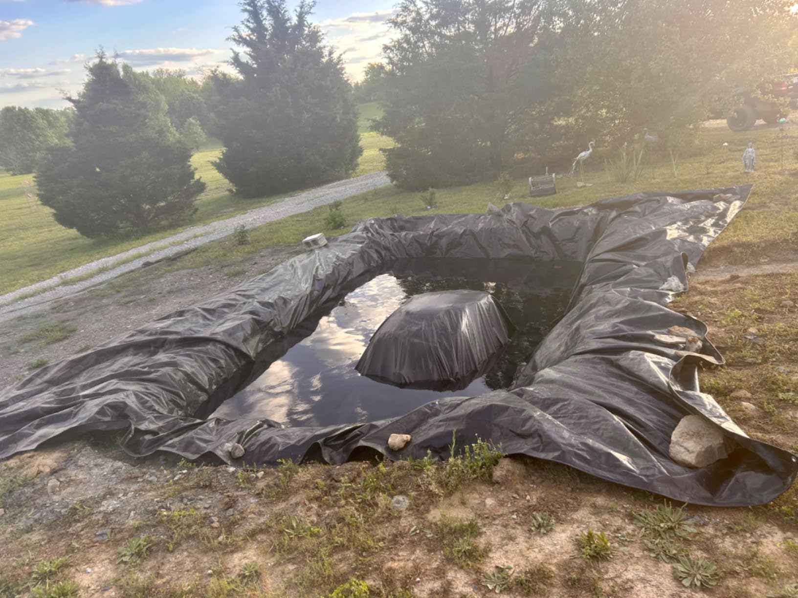 15X20FT Reinforced PE Pond Liner, 28Mil Thickness Pond Liners for Outdoor Ponds, Hemmed Edge with Buttonholes Liners for KOI/Fish, Duck Pond and Waterscape. customer photo 2