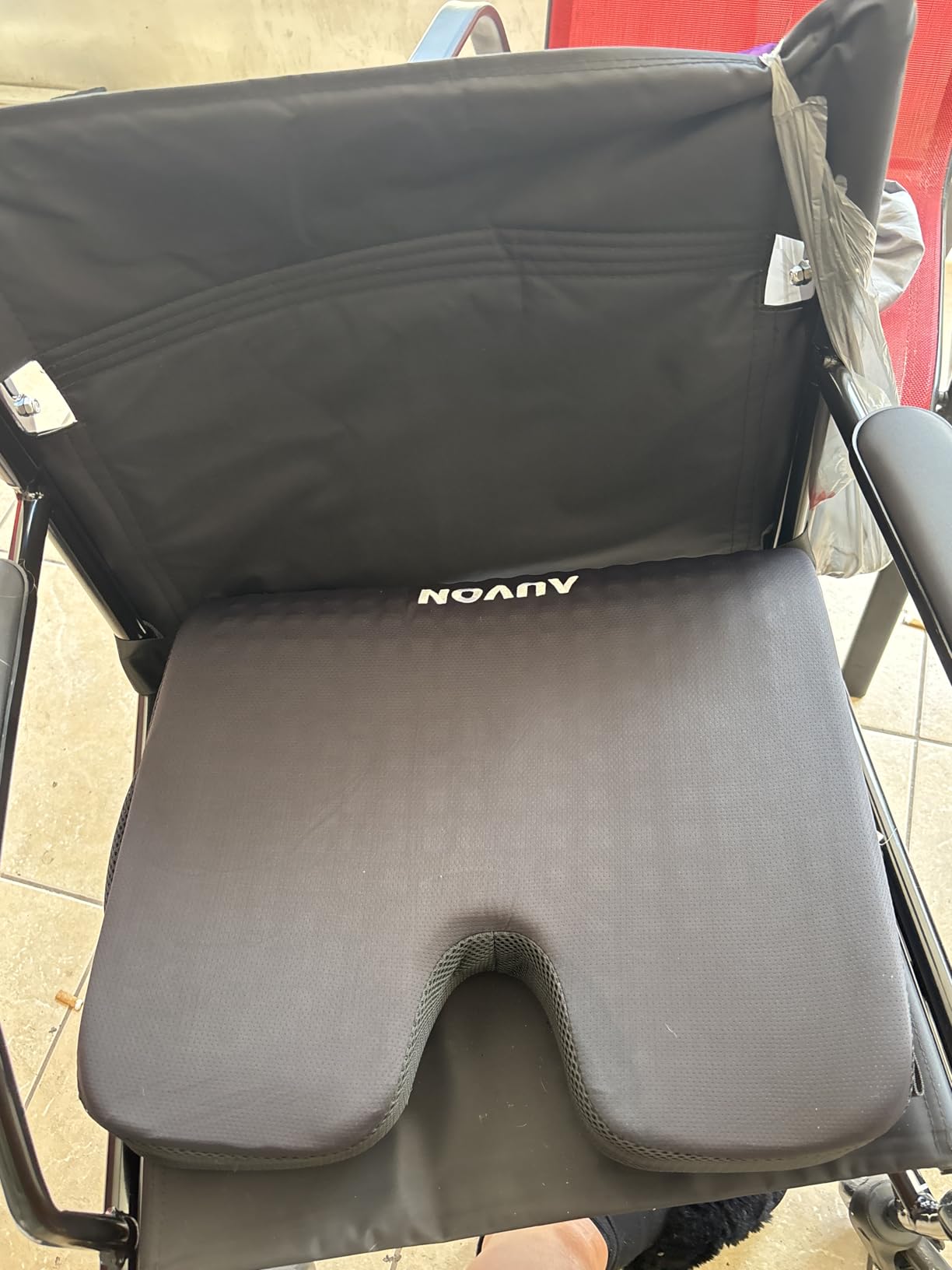 AUVON Gel Wheelchair Seat Cushion with Waterproof Cover for Pressure Sore & Ulcer, Ergonomic Chair Cushion with U-Cutout for Tailbone Pain, Back Pain Relief, Memory Foam Wheelchair Cushion, Anti-Slip customer photo 1