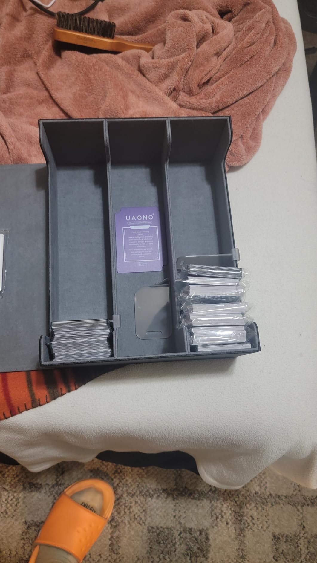UAONO Trading Card Storage Box Holds 2400+ Cards, Bulk Card Storage | Magnetic Closure PU Leather Card Organizer with 10 Dividers & 3 Stoppers for MTG, PTCG, TCG, Sports Cards (Black) customer photo 1