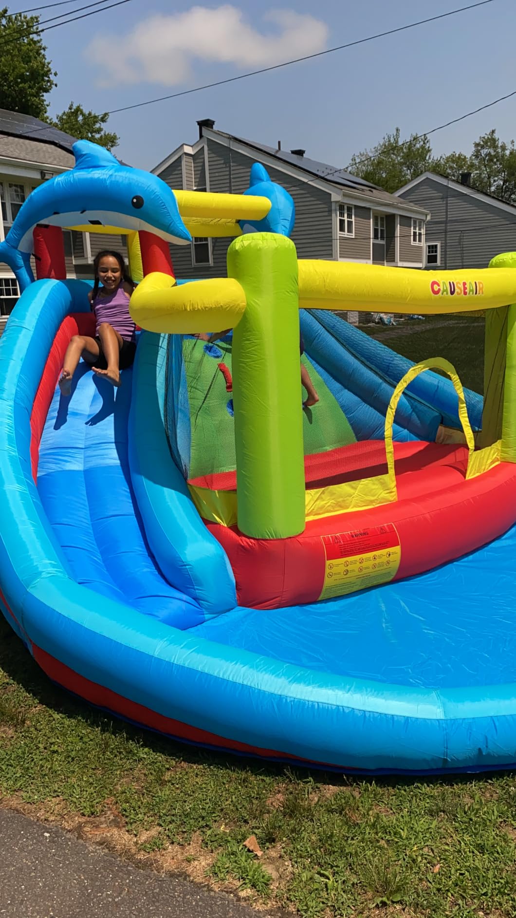 Causeair Inflatable Water Slide with Bounce House,Dolphin Styling,Splashing Pool,Double Water Cannon,Climbing Wall,Heavy Duty GFCI Blower,Inflatable Water Park Slide for Kids Backyard Summer customer photo 2