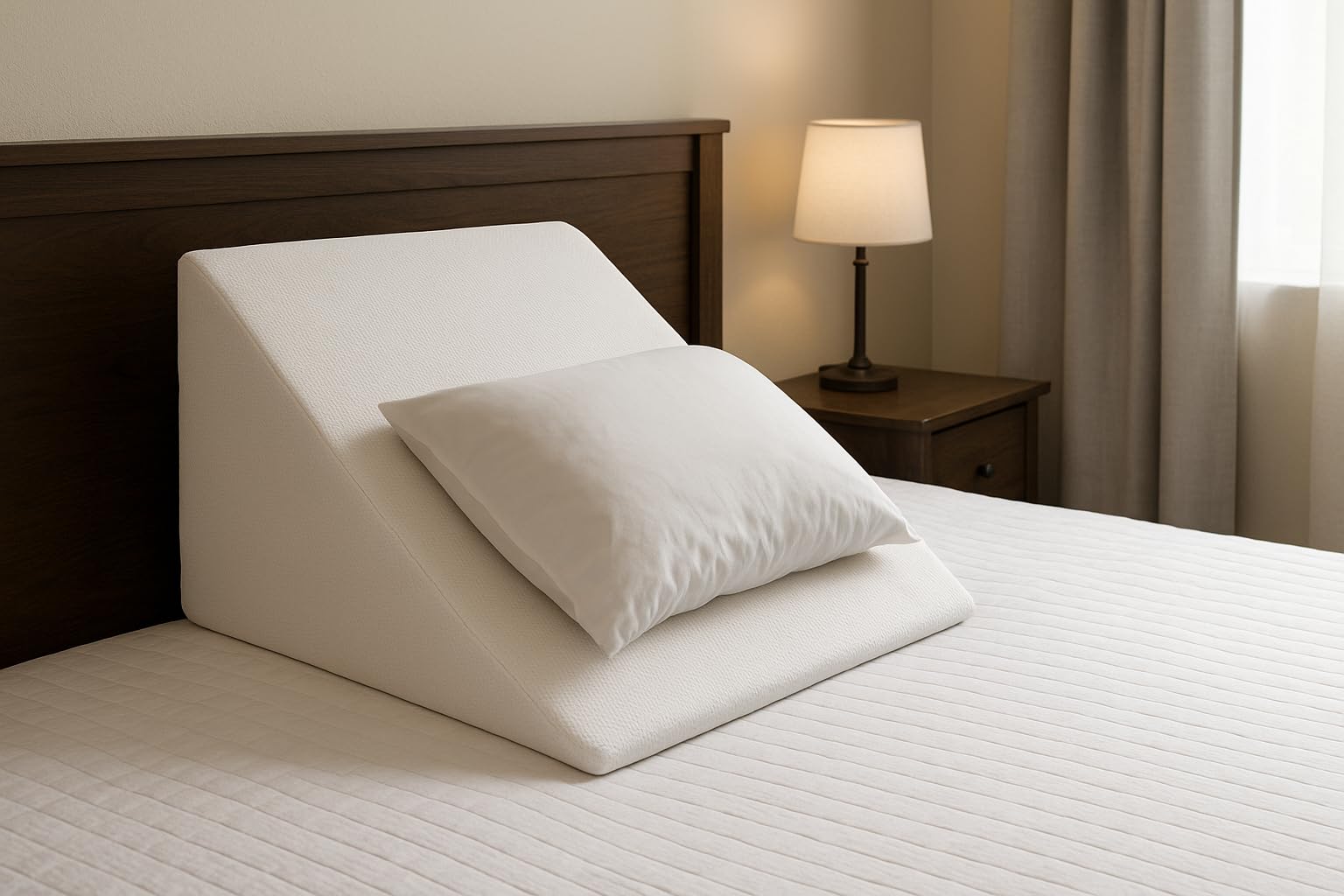Bedluxe Wedge Pillow, 10 inch Bed Wedge Pillow for Headboard, Pillow Wedge for Acid Reflux Relief, Sleeping, Back Pain Relief, Snoring, Triangle Pillow Wedge, White/Grey customer photo 1