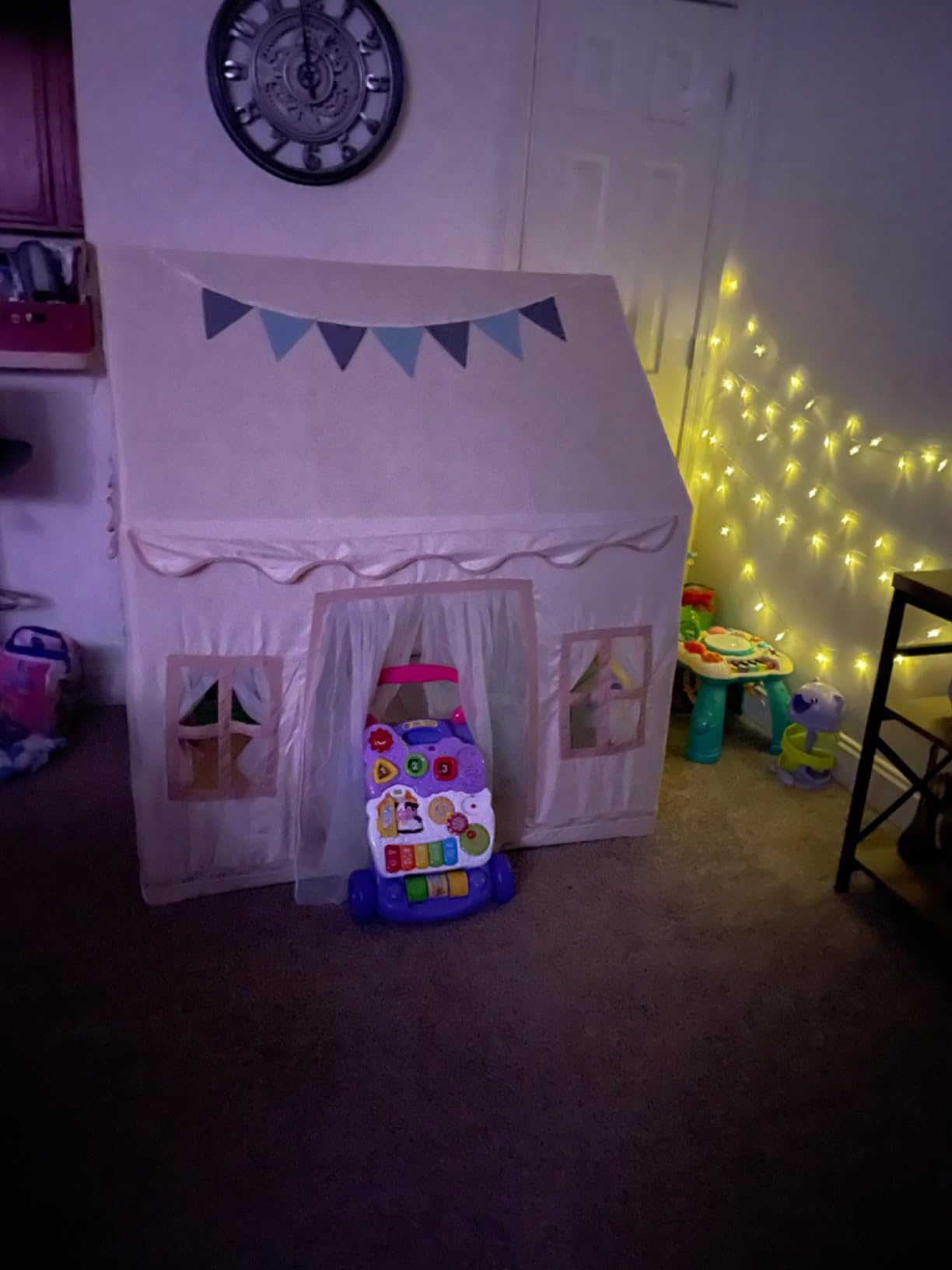 Large Kids Tent Playhouse Base Fabric with Star Lights, Flags and Tote Bags, Kids Play Tent Indoor & Outdoor, Washable Teepee Tent for Boys & Girls, Play House for Toddler, Neutral Color customer photo 2