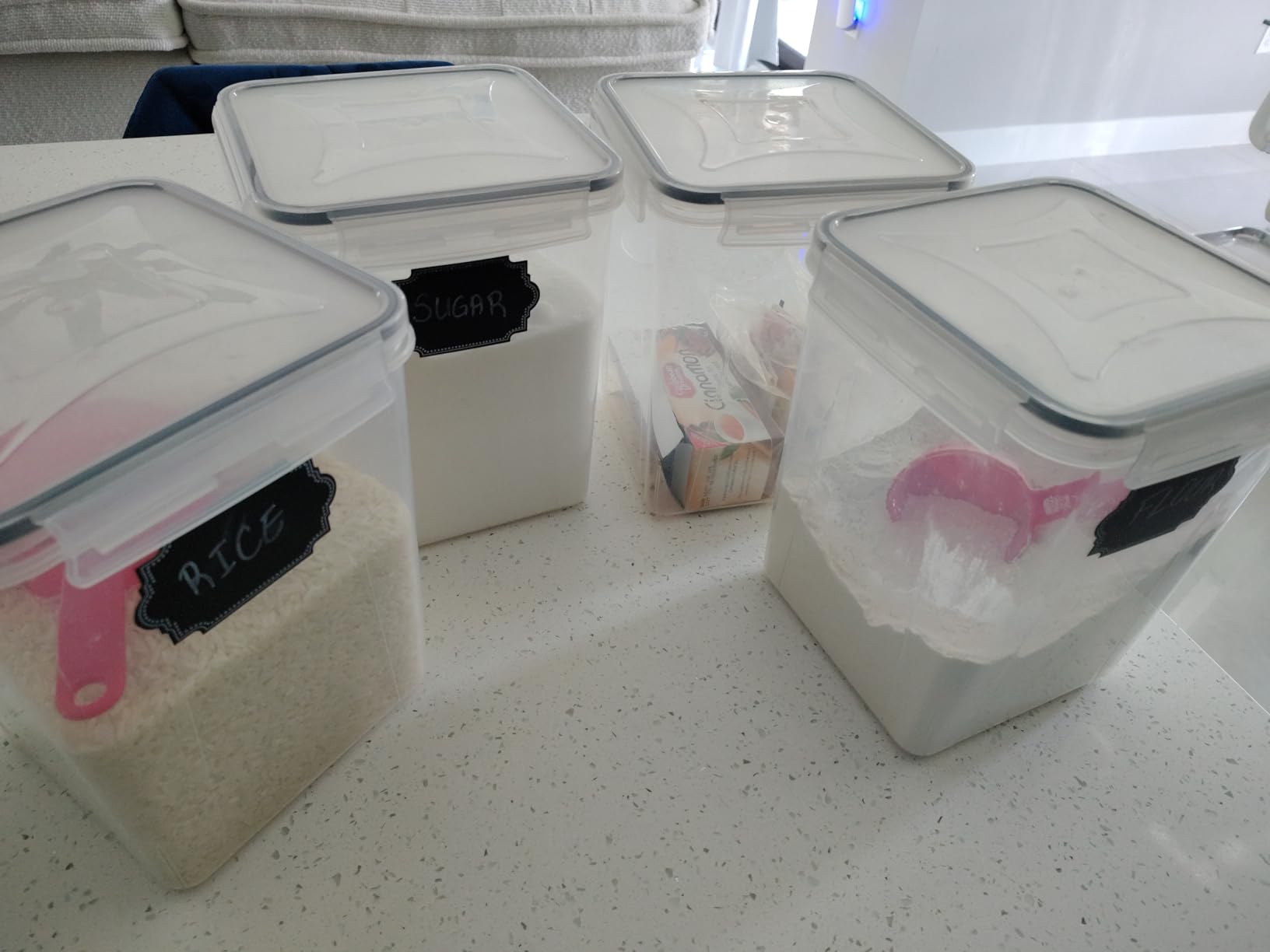 HKJ Chef 4 Pack Large Airtight Food Storage Containers with Lids (5.2L / 176oz), BPA Free Plastic Kitchen and Pantry Organization Containers for Cereal Flour and Sugar Storage customer photo 2