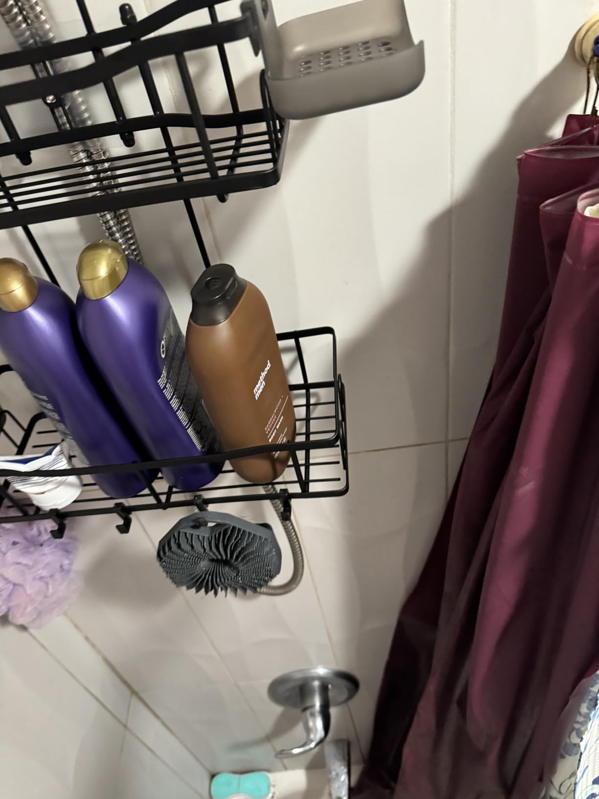 Hanging Shower Caddy Over Shower Head - No Drill Rustproof Shower Rack | Includes Soap Holder and Hooks for Shampoo, Conditioner, and Bathroom Essentials with Stable Storage customer photo 1