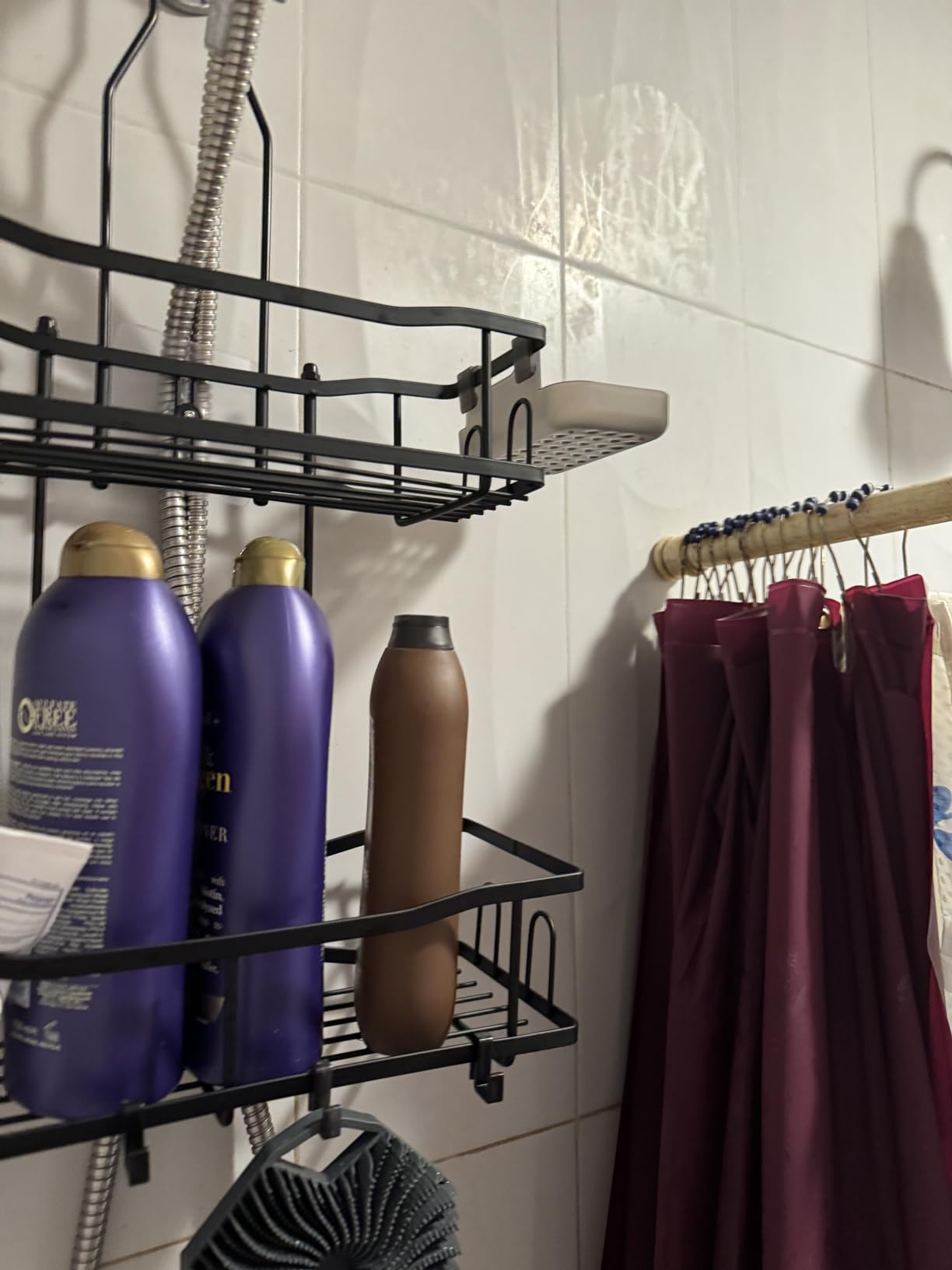 Hanging Shower Caddy Over Shower Head - No Drill Rustproof Shower Rack | Includes Soap Holder and Hooks for Shampoo, Conditioner, and Bathroom Essentials with Stable Storage customer photo 2