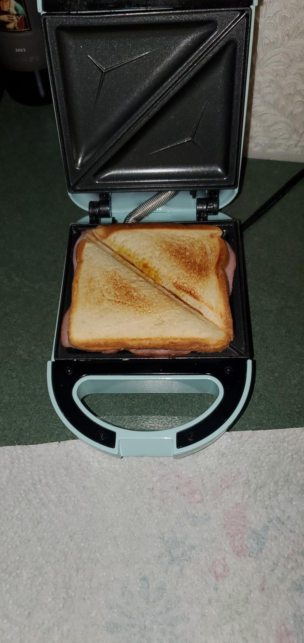 Tasty Mini Sandwich Maker, Makes Sandwiches, Paninis, Grilled Cheese, Desserts, Quick Results, Easy Cleanup, 600W, Aqua customer photo 1
