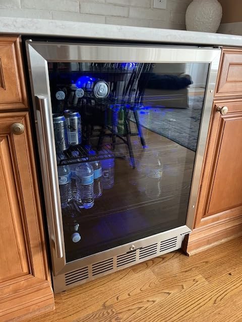 17 Inch 126-Can Beverage Refrigerator, Countertop/Freestanding with Glass Door | Adjustable Shelves, Quick Cool, for Beer Soda Wine, Home Bar Office customer photo 2