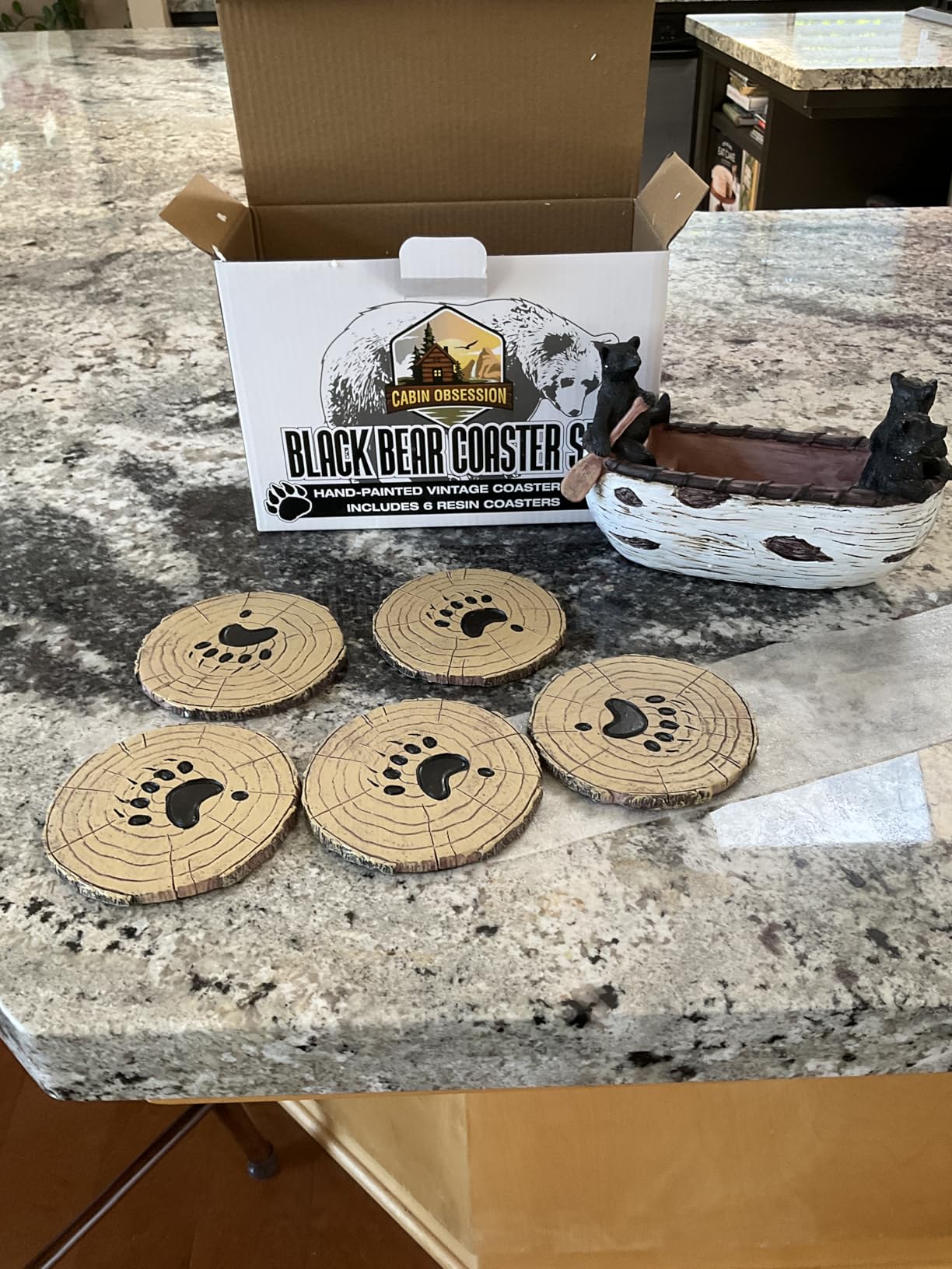 Cabin Obsession Whiskey Barrel Coaster Set - Handcrafted Whiskey Barrel Decor for Whiskey Lovers and Man Cave Gifts for Men - 6 Full Size Whiskey Coasters with Barrel Style Holder for Man Cave Decor customer photo 1