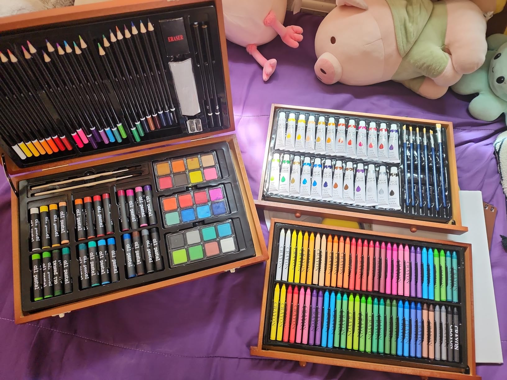 Soucolor Art Supplies, 192 Pack Deluxe Art Set Drawing Painting Supplies Kit | Acrylic Pad, Watercolor Pad, Sketch Book, Canvases, Acrylic Paint, Crayons, Pencils, Gifts for Artist Adults Teen Kids customer photo 2