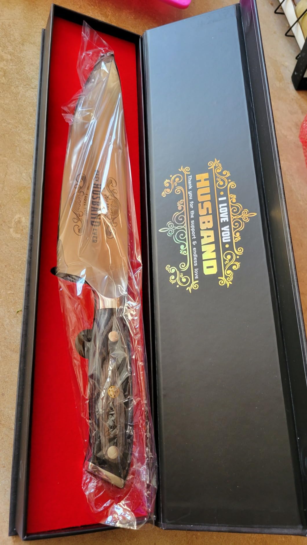 Gifts for Him Husband Men Christmas Anniversary Day, 8 inch Professional German Stainless Steel 1.4116 Chef Knife, Engraved Best Husband Ever Knife Gift, Birthday Gifts for Men Husband Him 20 cm customer photo 1