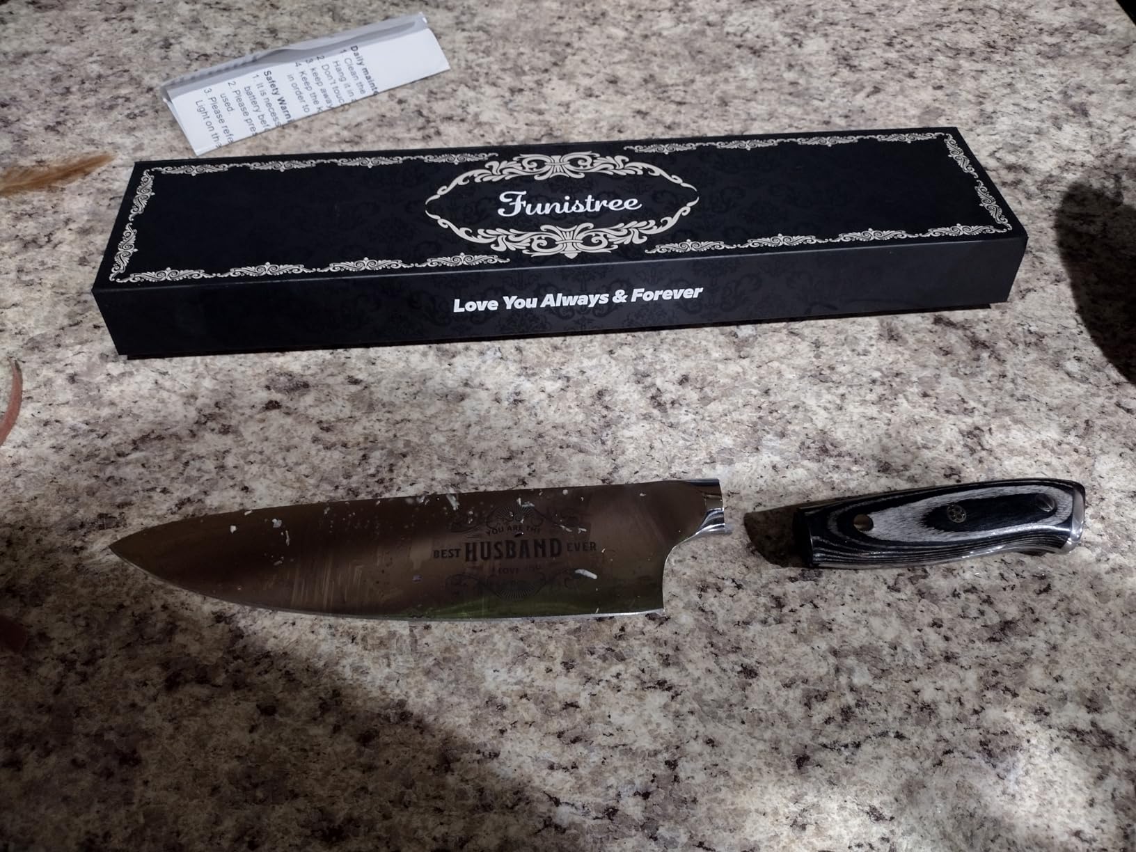 Gifts for Him Husband Men Christmas Anniversary Day, 8 inch Professional German Stainless Steel 1.4116 Chef Knife, Engraved Best Husband Ever Knife Gift, Birthday Gifts for Men Husband Him 20 cm customer photo 2