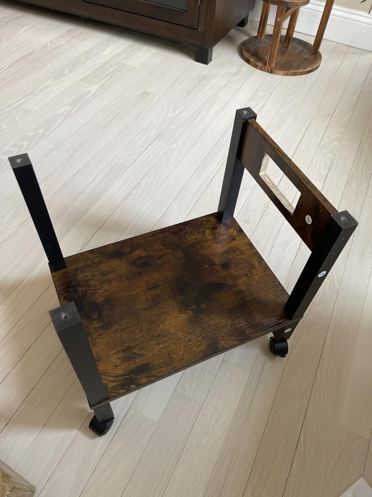 HOOBRO 2-Tier Printer Stand with Charging Station, Under Desk Printer Table, Printer Cart with Storage Shelves, Shelf for Small Spaces, for Home Office, Rustic Brown and Black BF38UPS01 customer photo 2