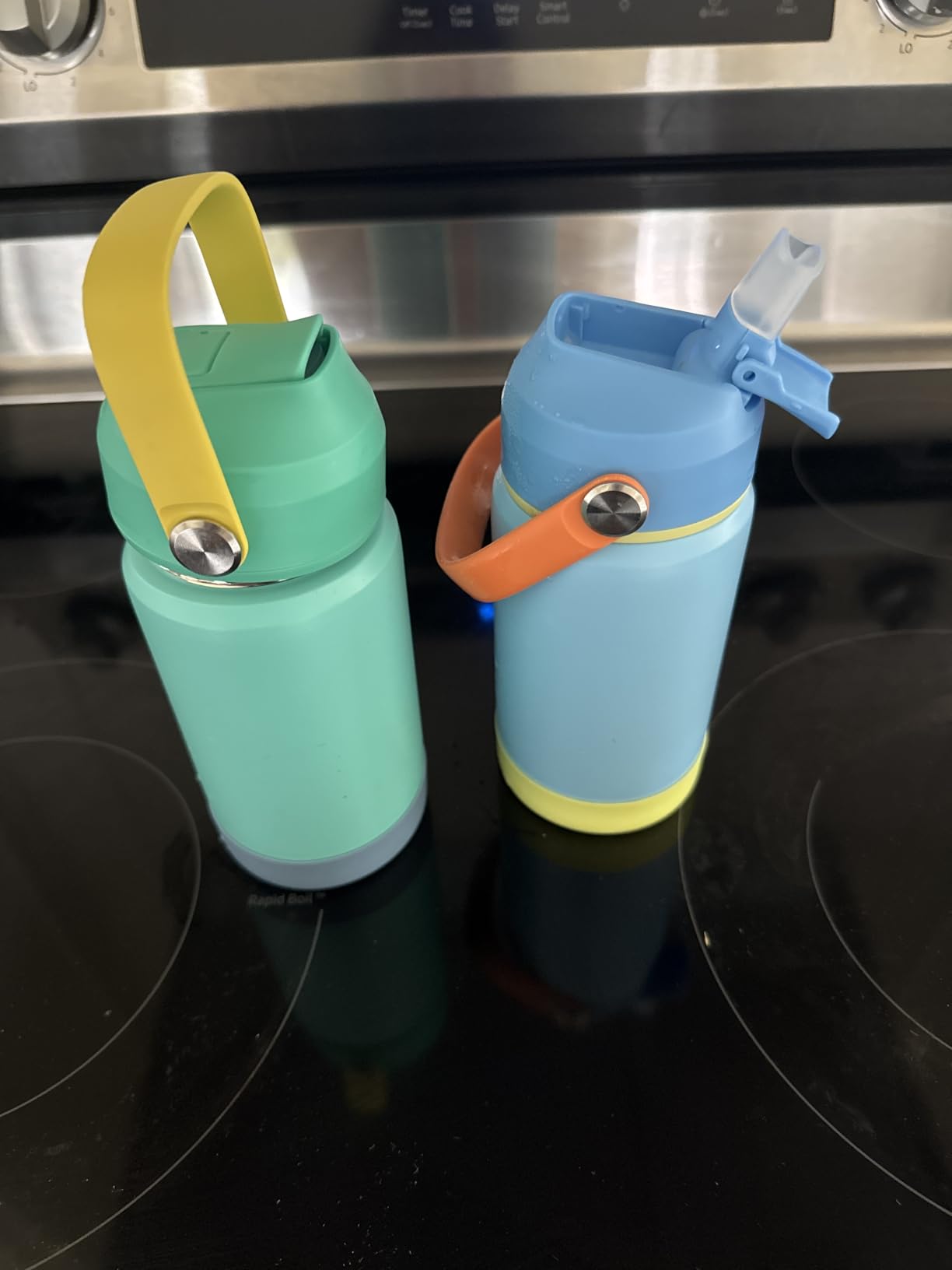 Kerilyn 12oz Kids Water Bottle, Stainless Steel Insulated Water Bottle, Toddler Cup with Straws Leak-Proof, Kids Water Bottles for School Boys Girls, BPA Free, Blue customer photo 2