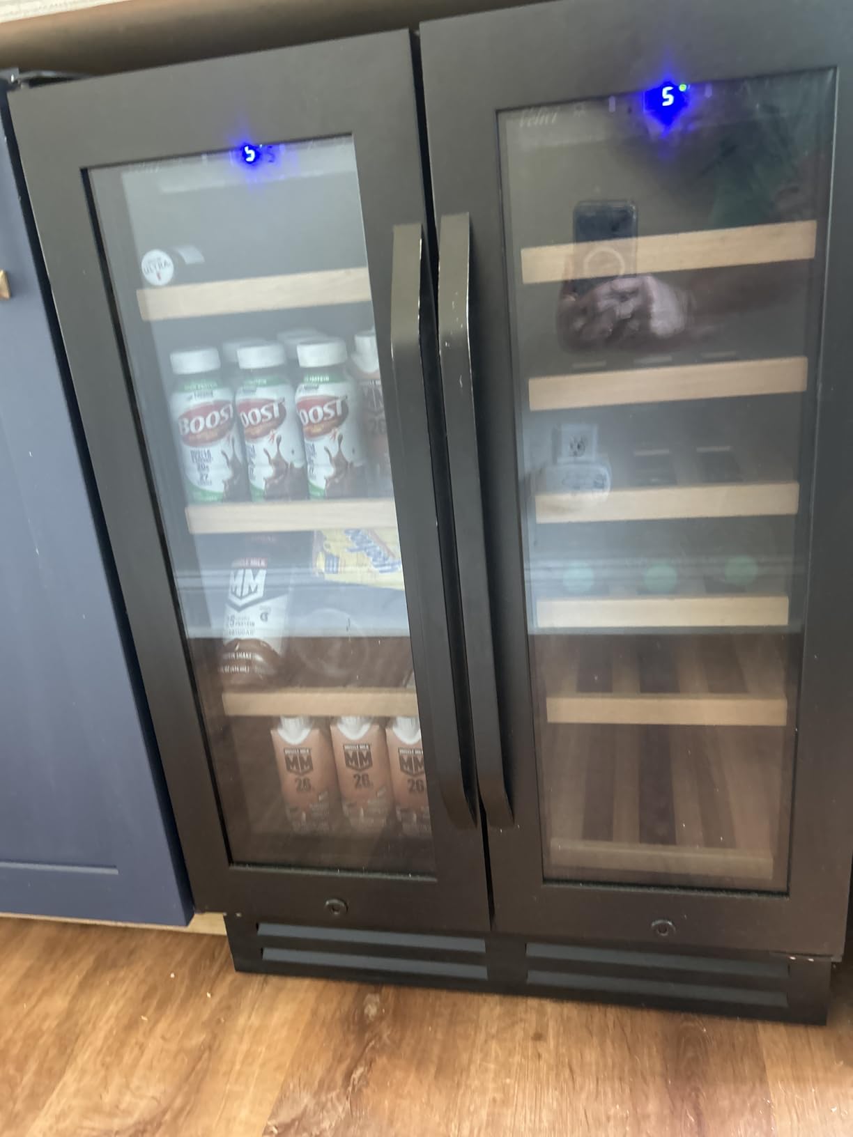 Velivi 24'' Wine and Beverage Refrigerator UnderCounter Fridge Dual Zone | Black Built-In or Freestanding Fridge with Glass Door&Lock, 18 Bottles and 68 Cans Large Capacity for Beer Soda Drink customer photo 1