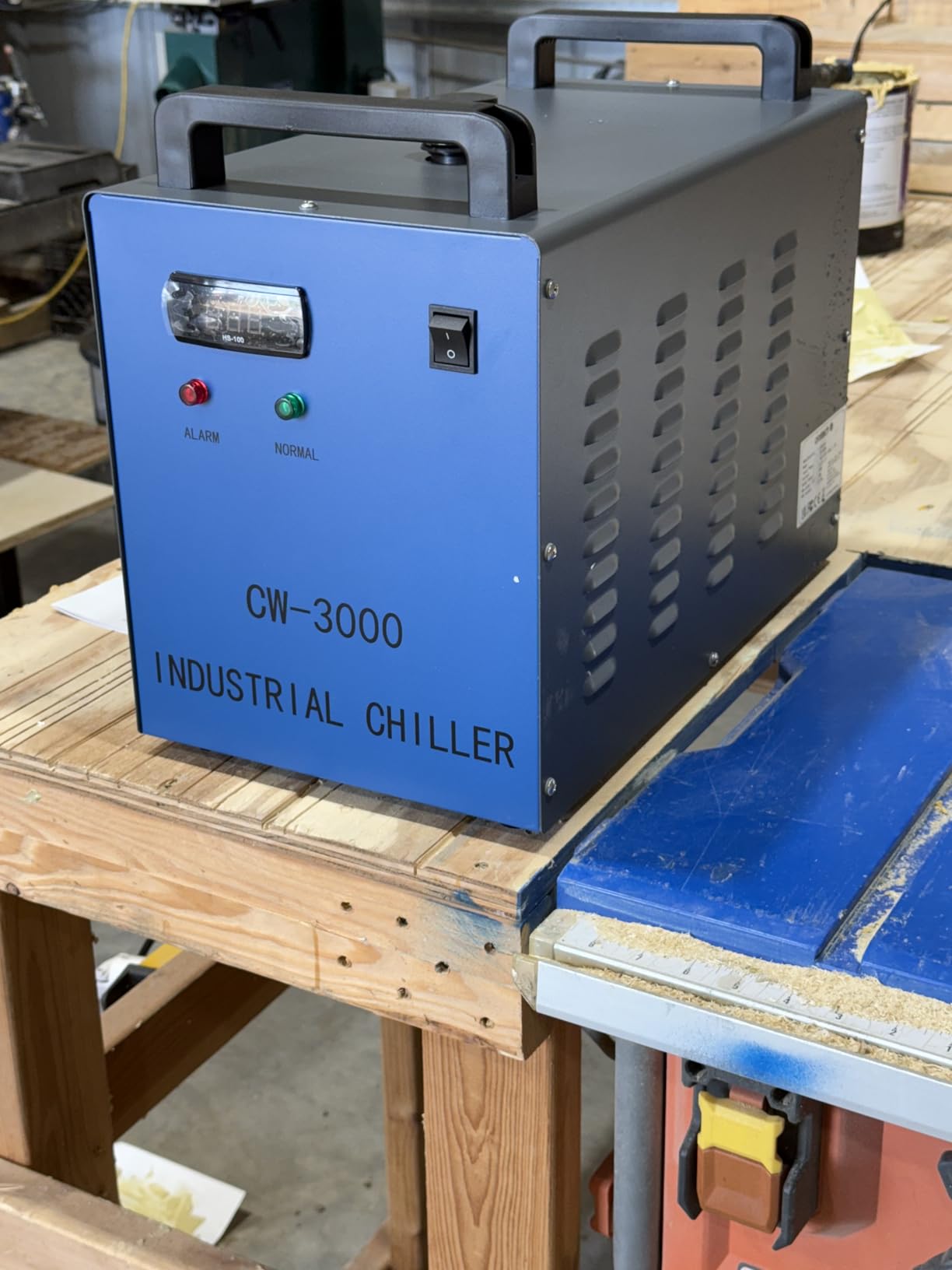 OMTech CW-3000 9L Industrial Water Chiller for CO2 Lasers up to 50W | 50W/°C heat dissipation | 9L reservoir | 5 L/min water flow | Digital temperature monitoring customer photo 2