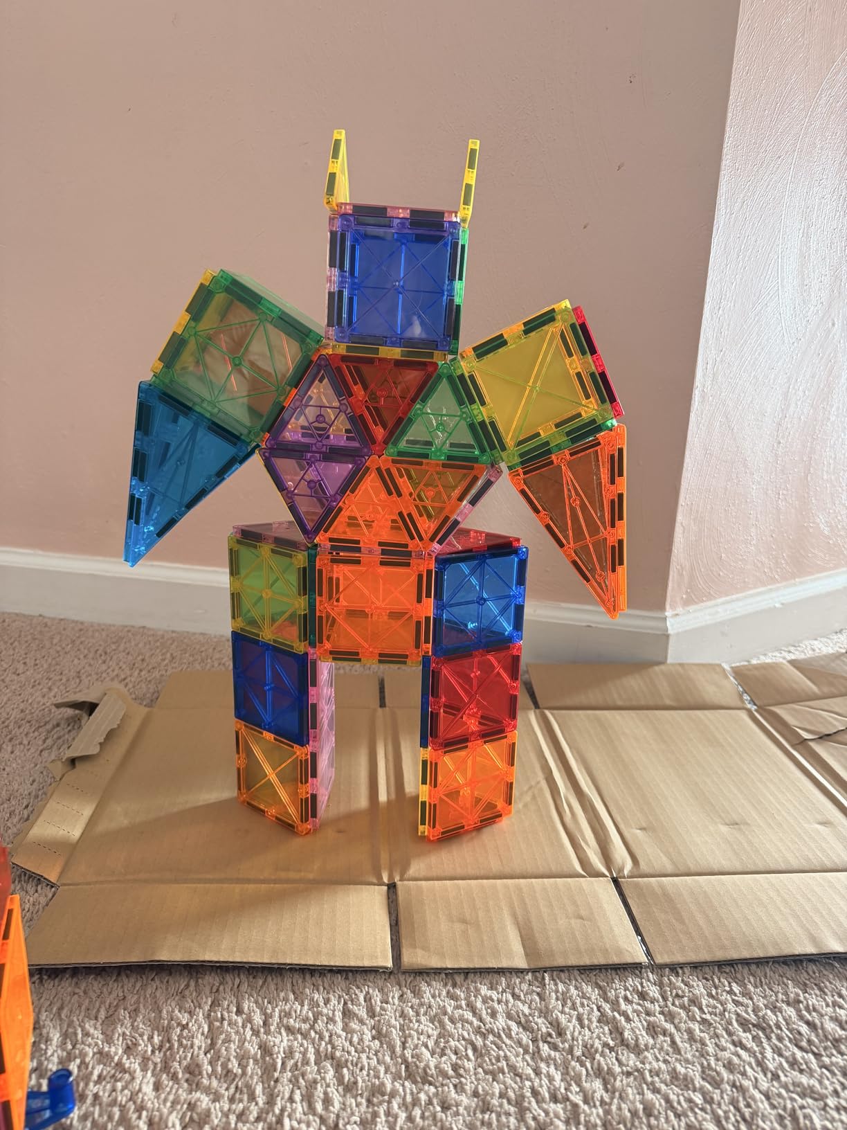 EchoPlan Magnetic Tiles, 130PCS Magnetic Blocks with 2 Cars for Kids | Magnet Tiles 3D Clear Building Blocks Set, STEM Sensory Educational Toys Gift for Toddlers Boys 3 4 5 6 7 8 9 10 11+ Year Old customer photo 2