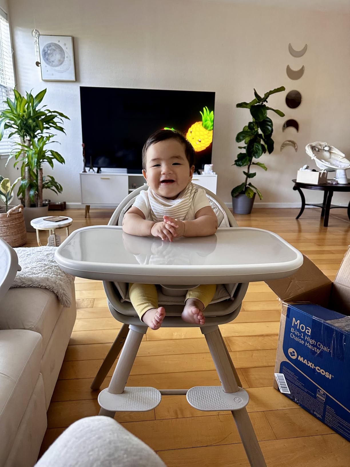 Maxi-Cosi Moa 8-in-1 High Chairs for Babies and Toddlers, Machine Washable Infant High Chair, Compact, Convertible to Booster Seat for Table, Lightweight Design, Classic Slate customer photo 1