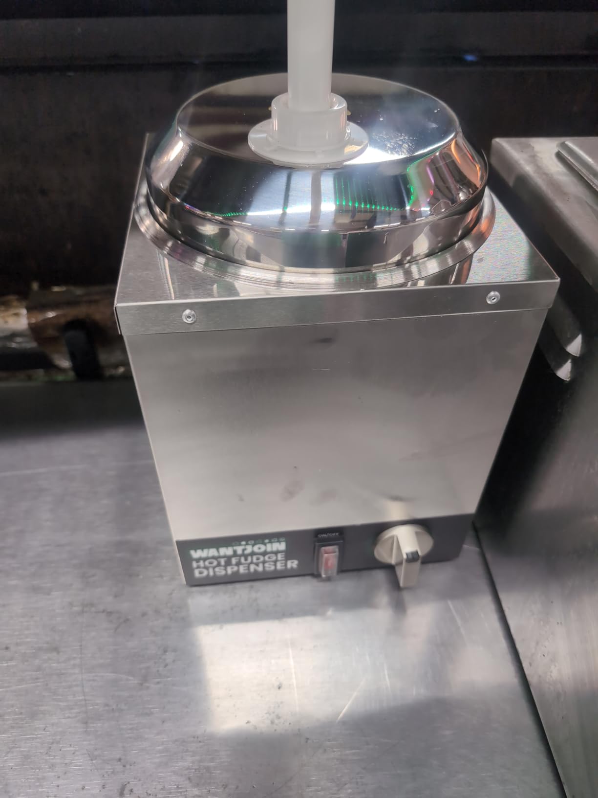 WantJoin Nacho Cheese Dispenser with Pump, 2.8Qt Nacho Cheese Warmer, Stainless Steel Hot Fudge Warmer W/5-Level Temperature Adjustment, Commercial Hot Fudge Dispenser for Hot Fudge Cheese Caramel customer photo 1