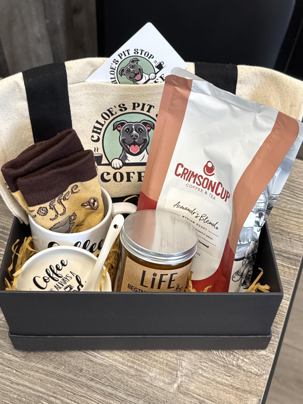 Vabean 5 Pcs Coffee Gift Basket for Women, Mug Candle Socks Spoon | Coffee Lovers Gifts, Birthday Gift for Men Women customer photo 2