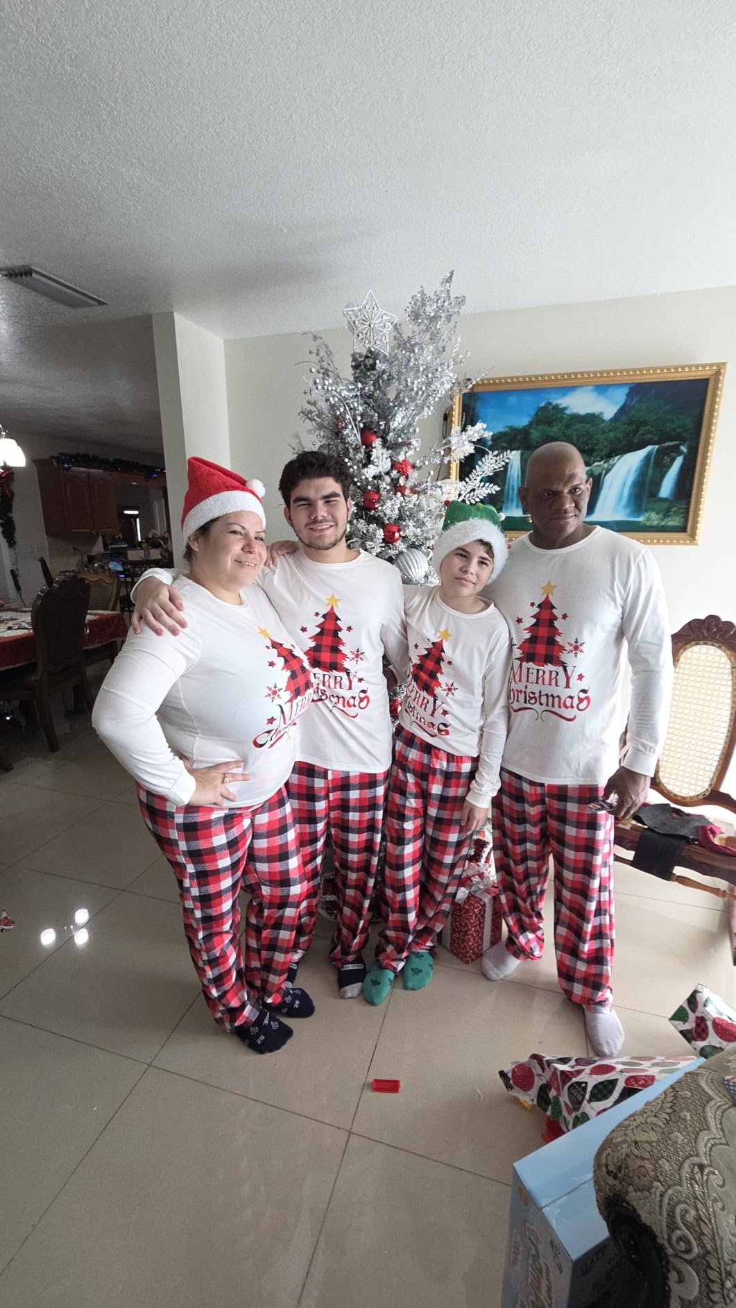 Christmas Family Matching Pajamas Sets Christmas PJ's Letter Print Top and Plaid Pants Jammies Sleepwear customer photo 1