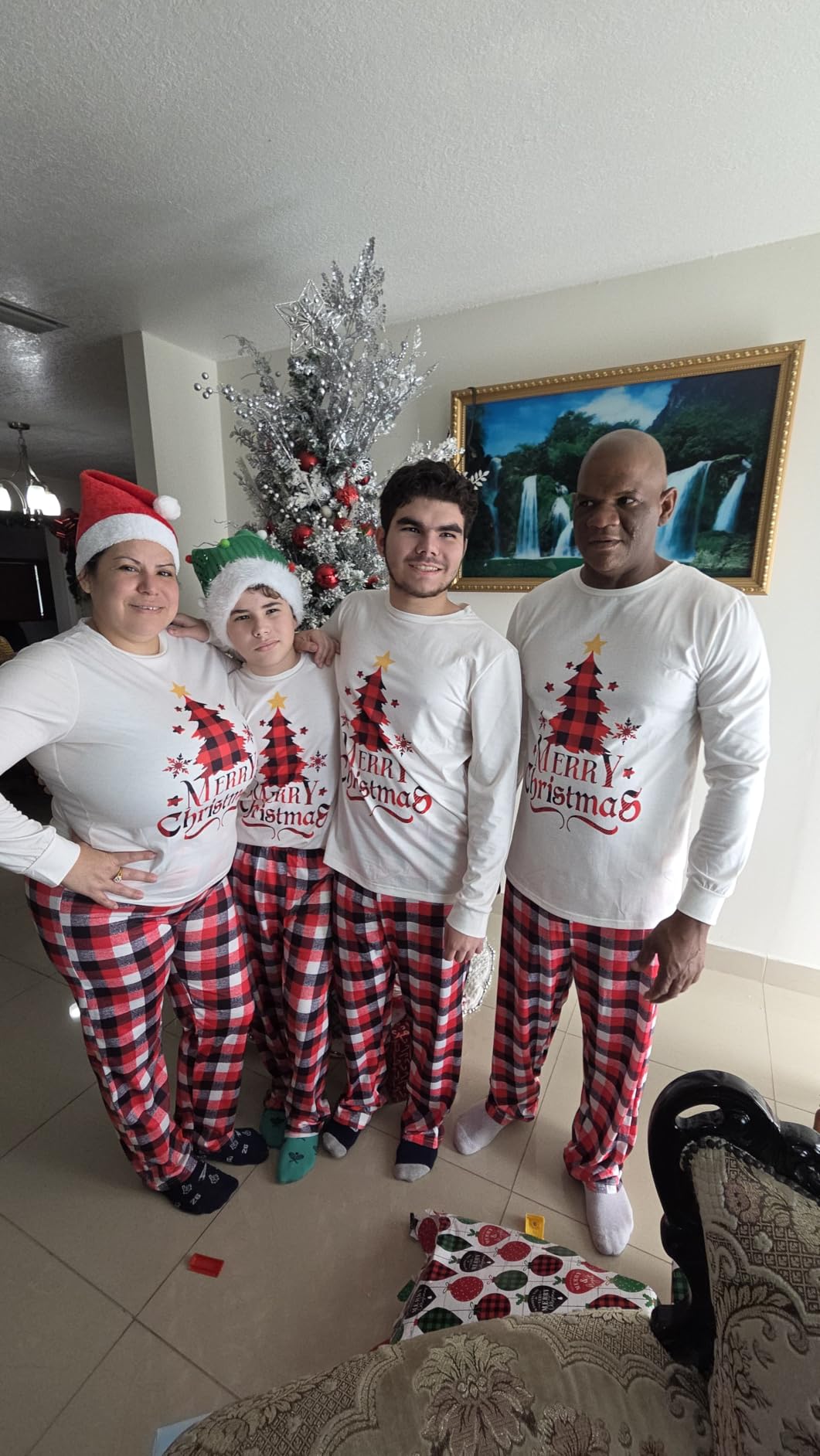 Christmas Family Matching Pajamas Sets Christmas PJ's Letter Print Top and Plaid Pants Jammies Sleepwear customer photo 2