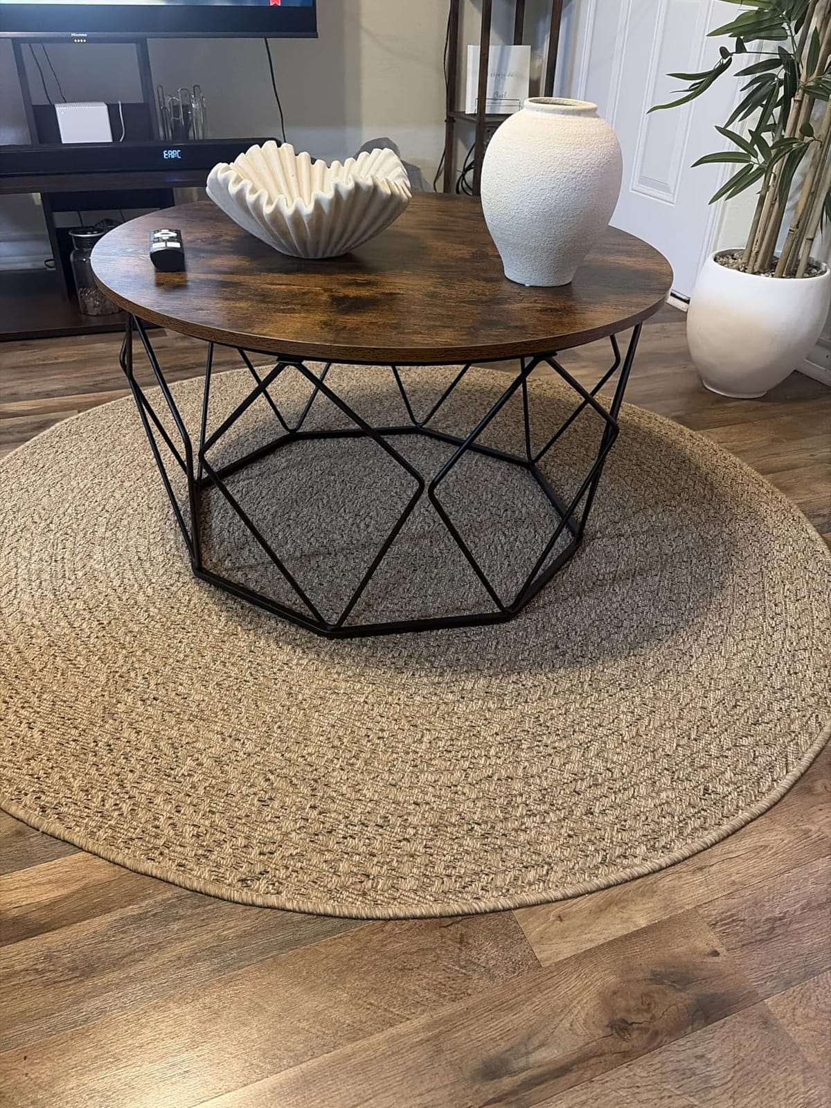 VASAGLE Round Coffee Table, 2-Tier, Faux Marble Top, Glass Storage Shelf | Small Modern Center Table for Living Room, 25.6 x 25.6 x 18.1 Inches, Marble White and Pale Gold, BARIS Collection ULCT072W59 customer photo 2