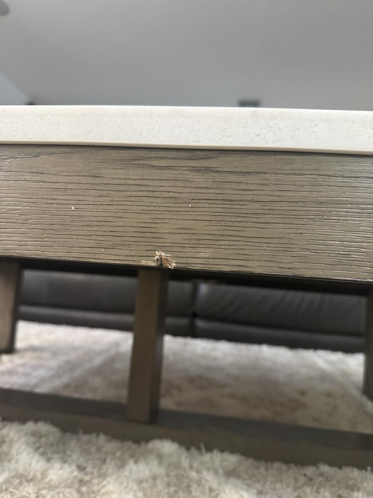 Signature Design by Ashley Coffee Table, Rectangular Marble, Living Room | Genuine natural marble top with oak veneer and MDF substrate trestle base, Oversized for large sectionals, Loyaska Series customer photo 1