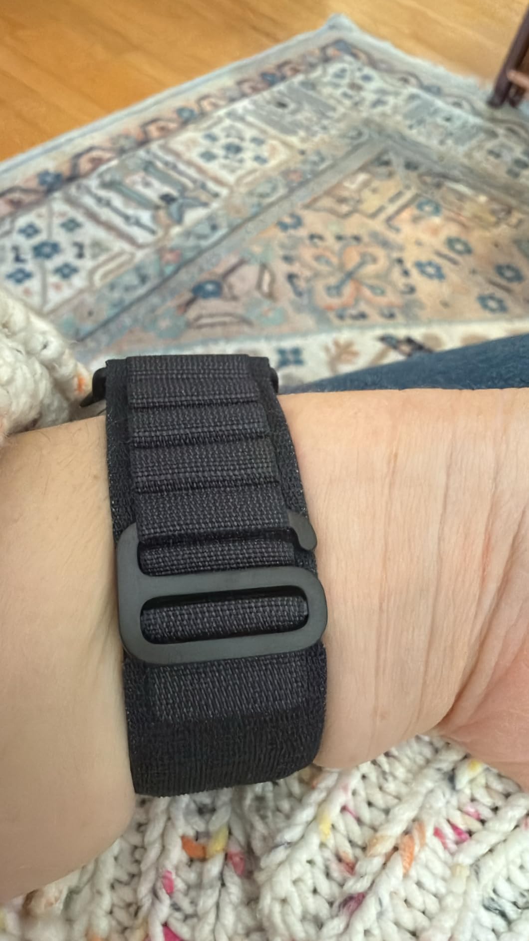 Apple Watch Band - Alpine Loop (49mm) - Indigo with Rugged Titanium Finish - Medium customer photo 2