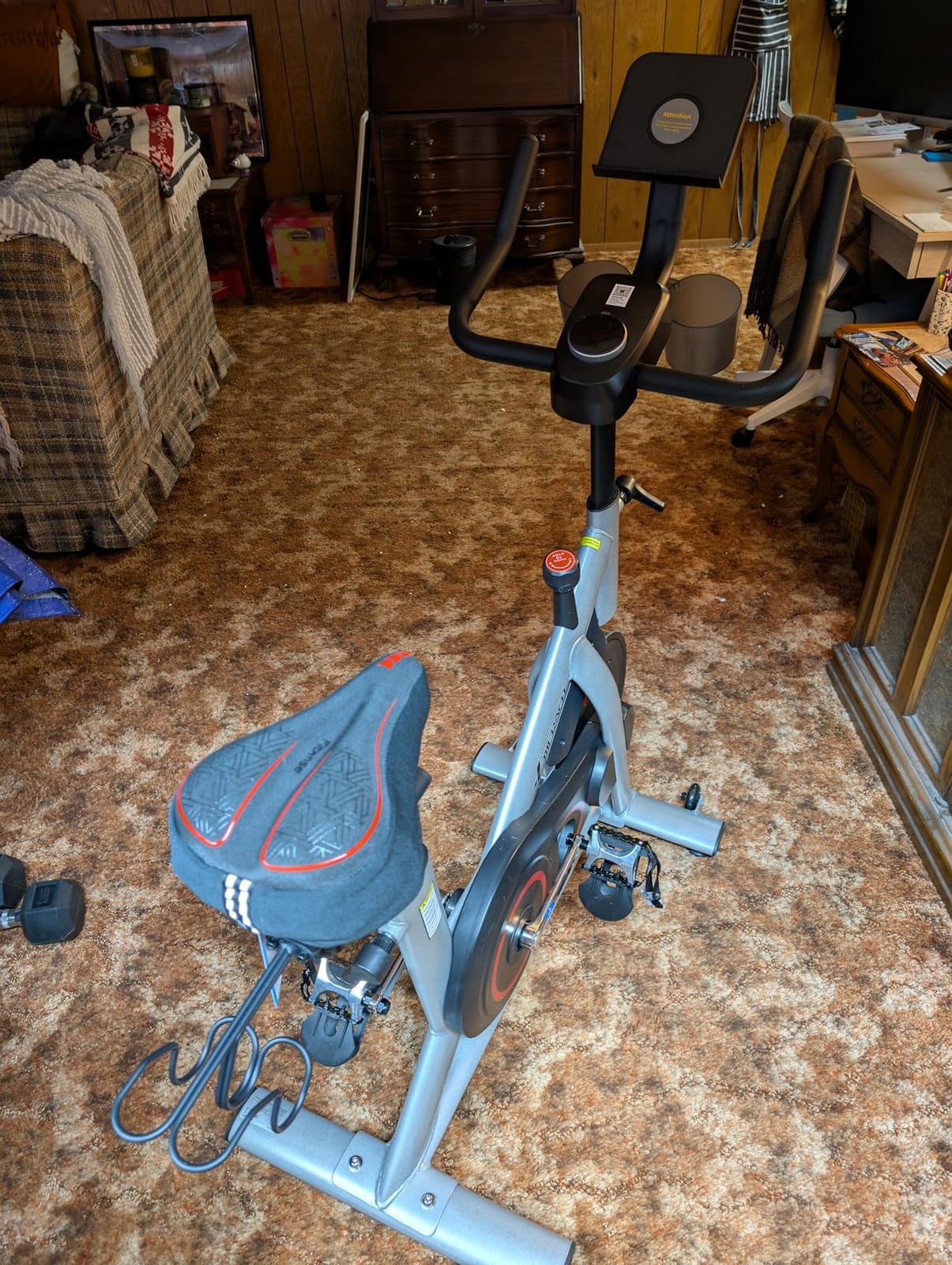 MERACH Exercise Bike, Magnetic Friction Stationary Bike for Home with APP | Low Noise Indoor Cycling Spin Bike with 300lbs Weight Capacity, Adjustable Seat & Handlebars, Fitness Courses for Weight Loss customer photo 2
