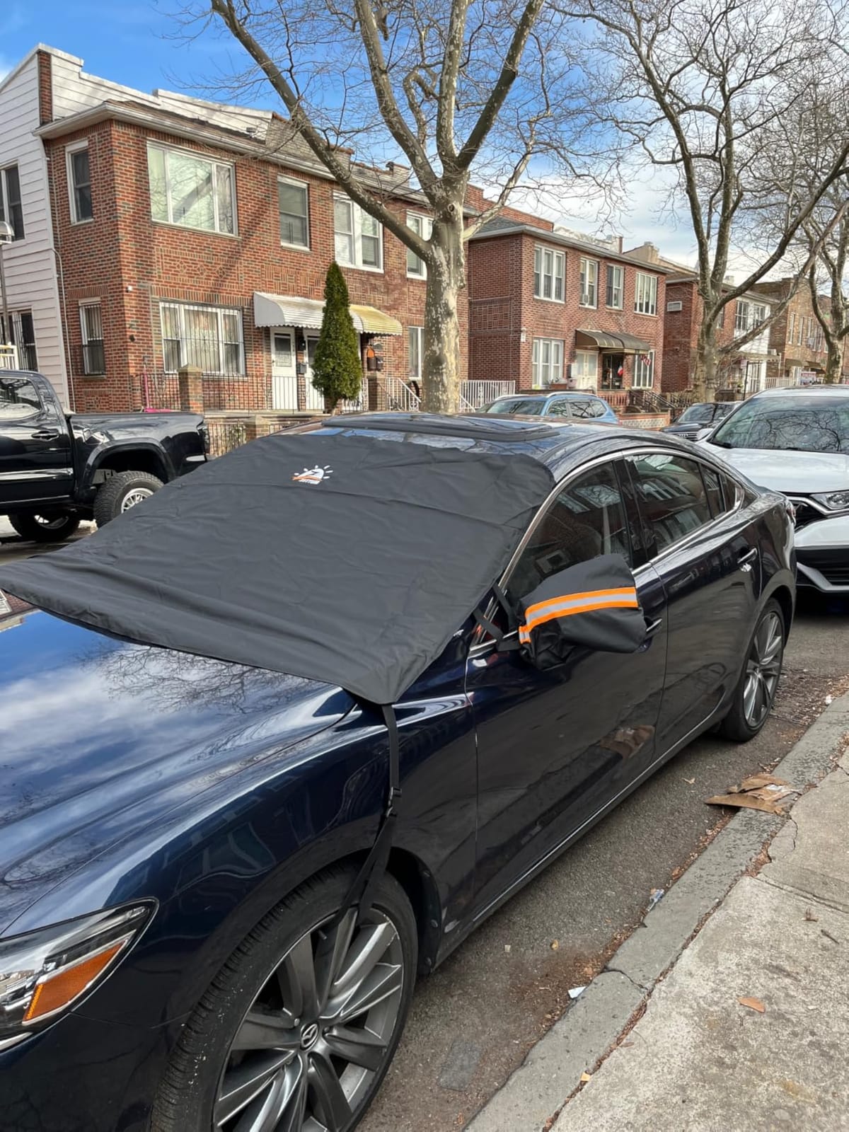 Zettum Car Windshield Cover for Ice and Snow - 600D Windshield Snow Cover with Side Mirror Cover Heavy Duty, Standard Winter Frost Hail Protector for Most Car, Truck, SUV, Van and MPV (70 x 50 Inch) customer photo 2