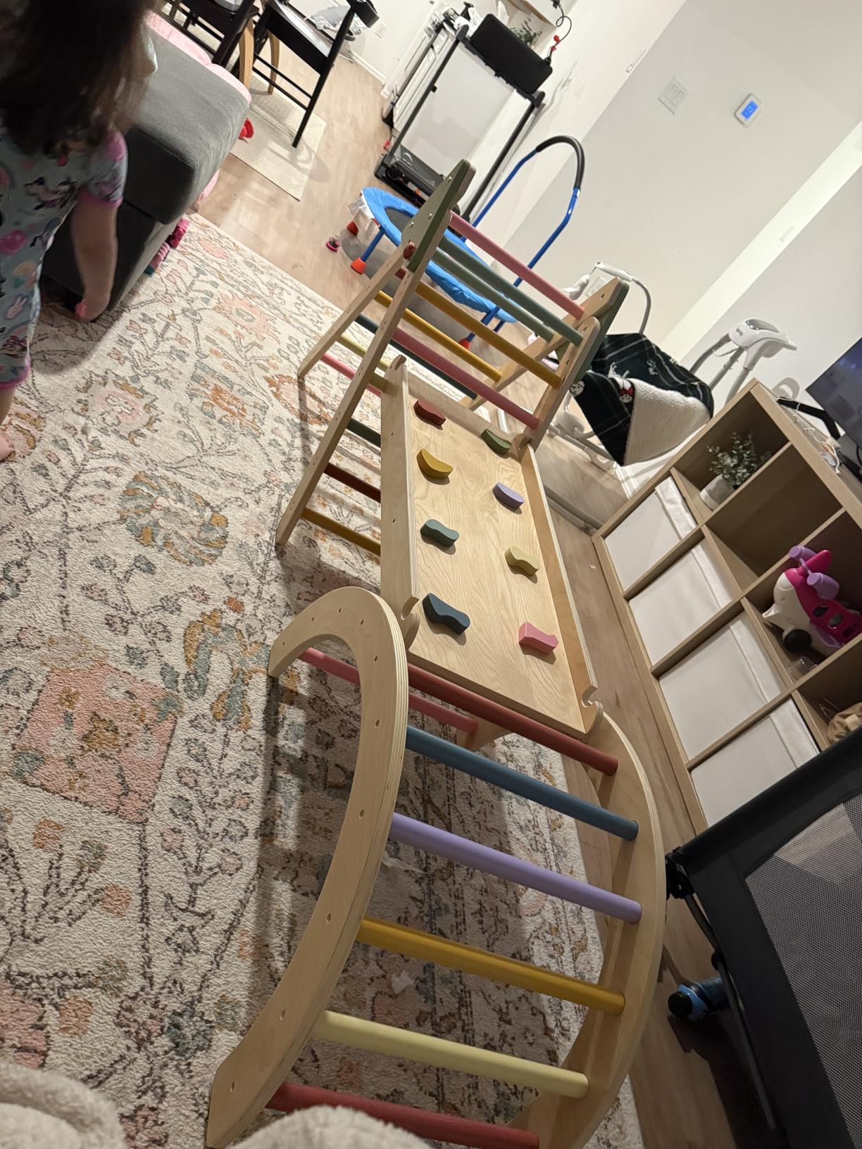 LOL-FUN Foldable Pikler Triangle Climbing Toy with Slide for Toddlers 1-3 | Sturdy solid wood construction supports up to 110 lbs, water-based paint, anti-slip rubber base designed safe for ages 1-3 customer photo 1