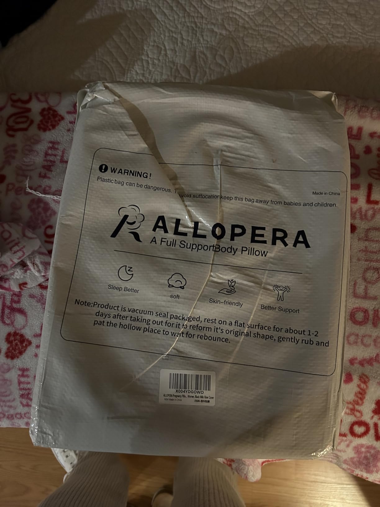 ALLOPERA U Shape Pregnancy Pillow - Full Body Maternity Pillow for Sleeping | Side Sleeper Support for Back, Belly, Hip & Leg, Pregnant Women, Removable & Washable Cover, Adjustable Fill, 57 Inch, Velvet customer photo 2