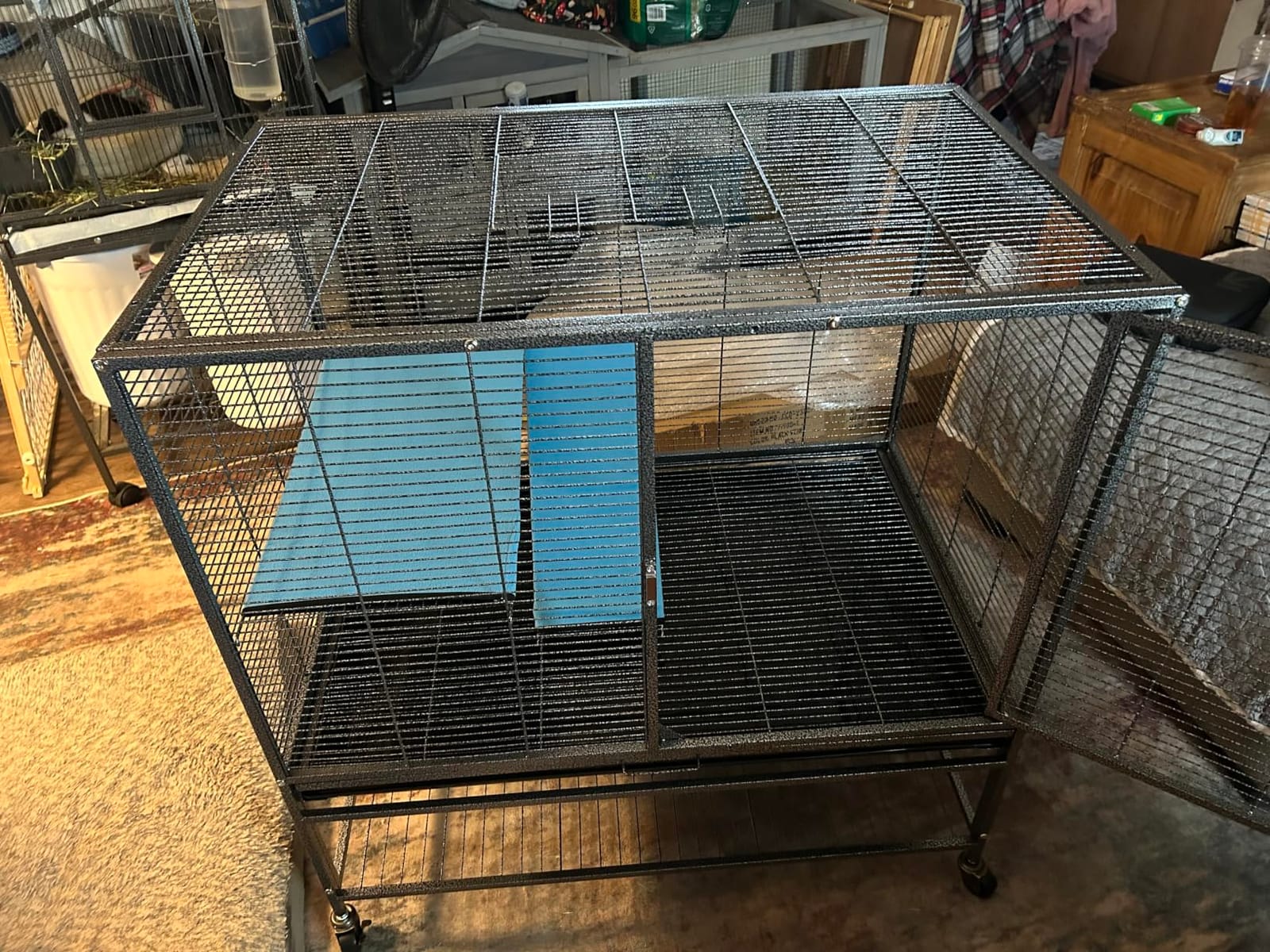 Deluxe Two Tiers Small Animal Critter Cage Tight 1/2-Inch Bar Spacing Water Bottle Food Bowl Feisty Ferret Hammock Chinchilla Rat Mice Squirrel Rabbit Sugar Glider Easy Clean Pull Out Grate Tray customer photo 1