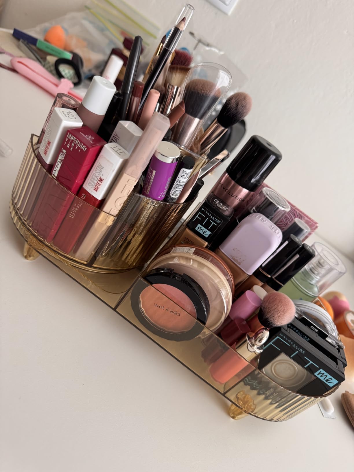 Booklov Rotating Makeup Organizer for Vanity Countertop, Clear customer photo 1