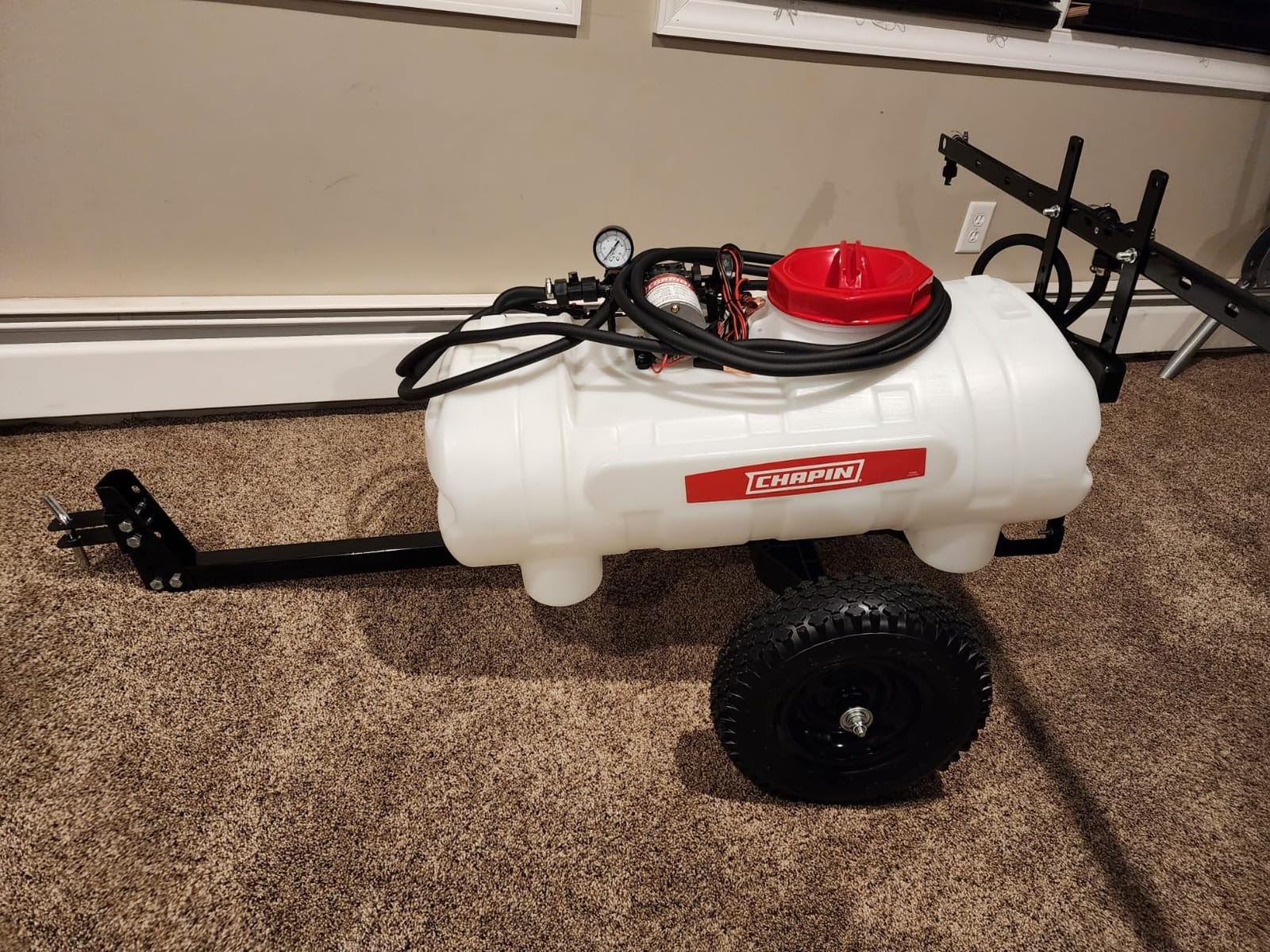 Chapin 97664: Made in The USA 15-Gallon Tow-Behind 2.5GPM/12V EZ Mount Deluxe Multi-Purpose ATV/UTV Tank Sprayer for Lawn & Garden, Farm & Acreage, Weed Control, with 2-Nozzle Spray Boom Attachment customer photo 1