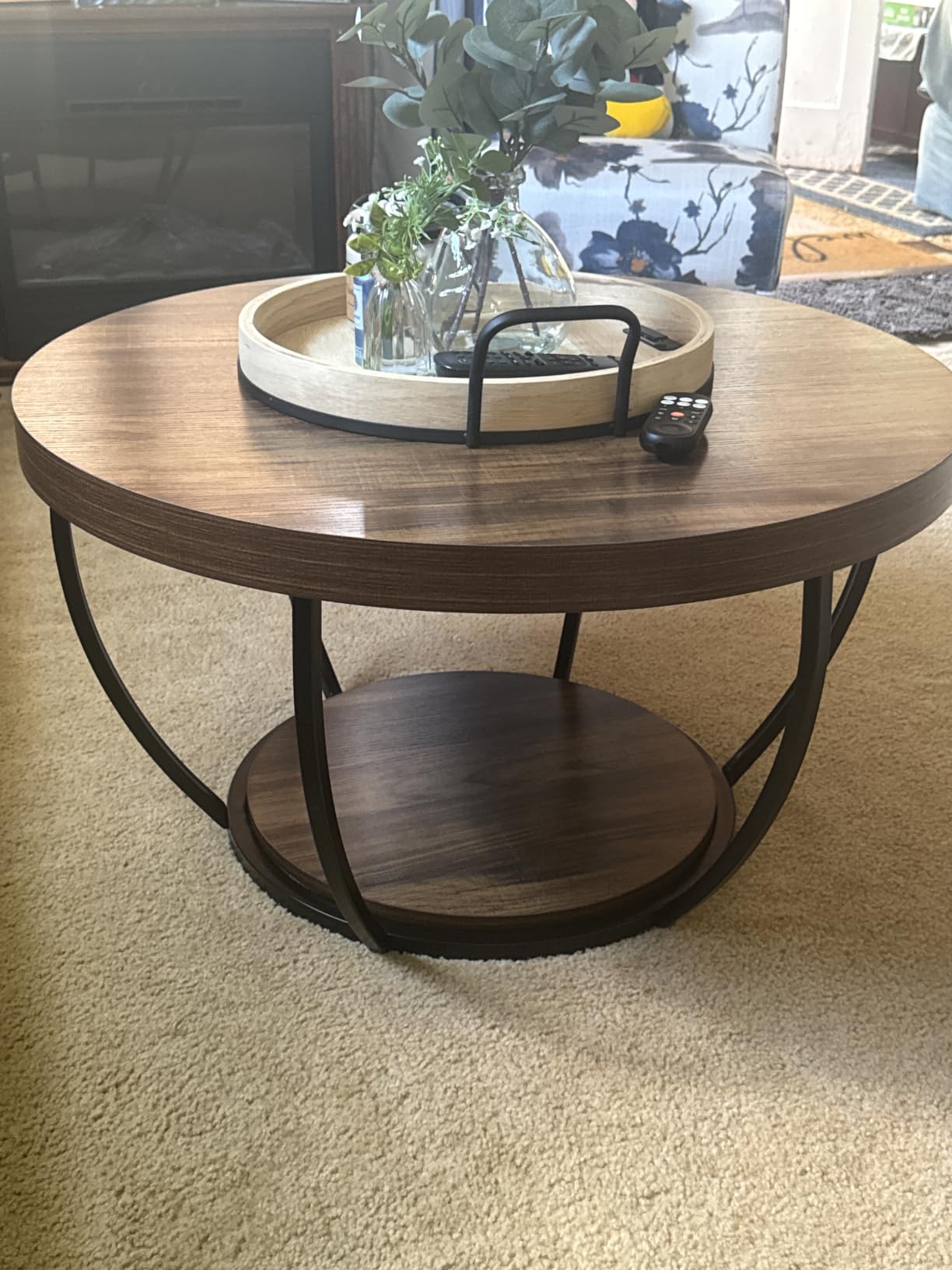 Tribesigns White and Gold Round Coffee Table, 31.7