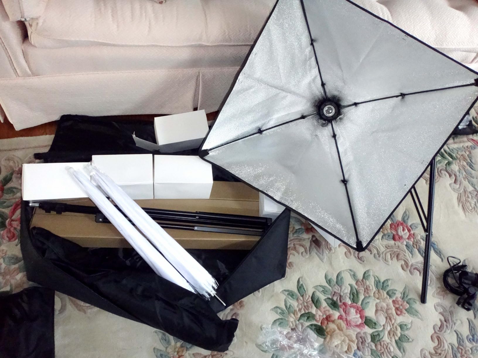 Photography Lighting Kit with Backdrops, 8.5x10ft Backdrop Stands, UL Certified 5500K 800W Equivalent 25W LED Umbrella Softbox Continuous Lighting customer photo 1